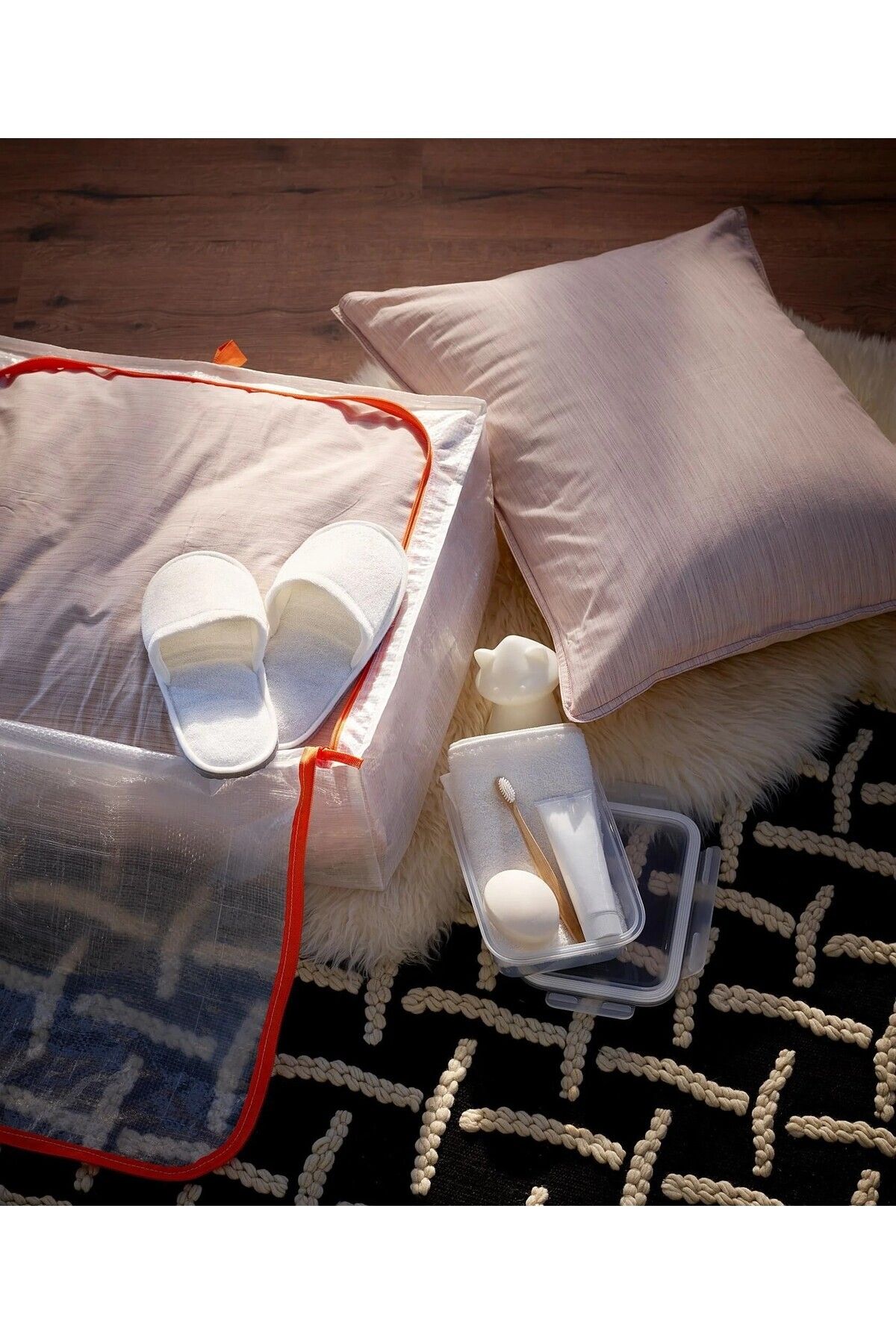 IKEA-Zippered Storage Box 55X49X19 cm Set of 2 Organizing Storage Box White Hurc 3