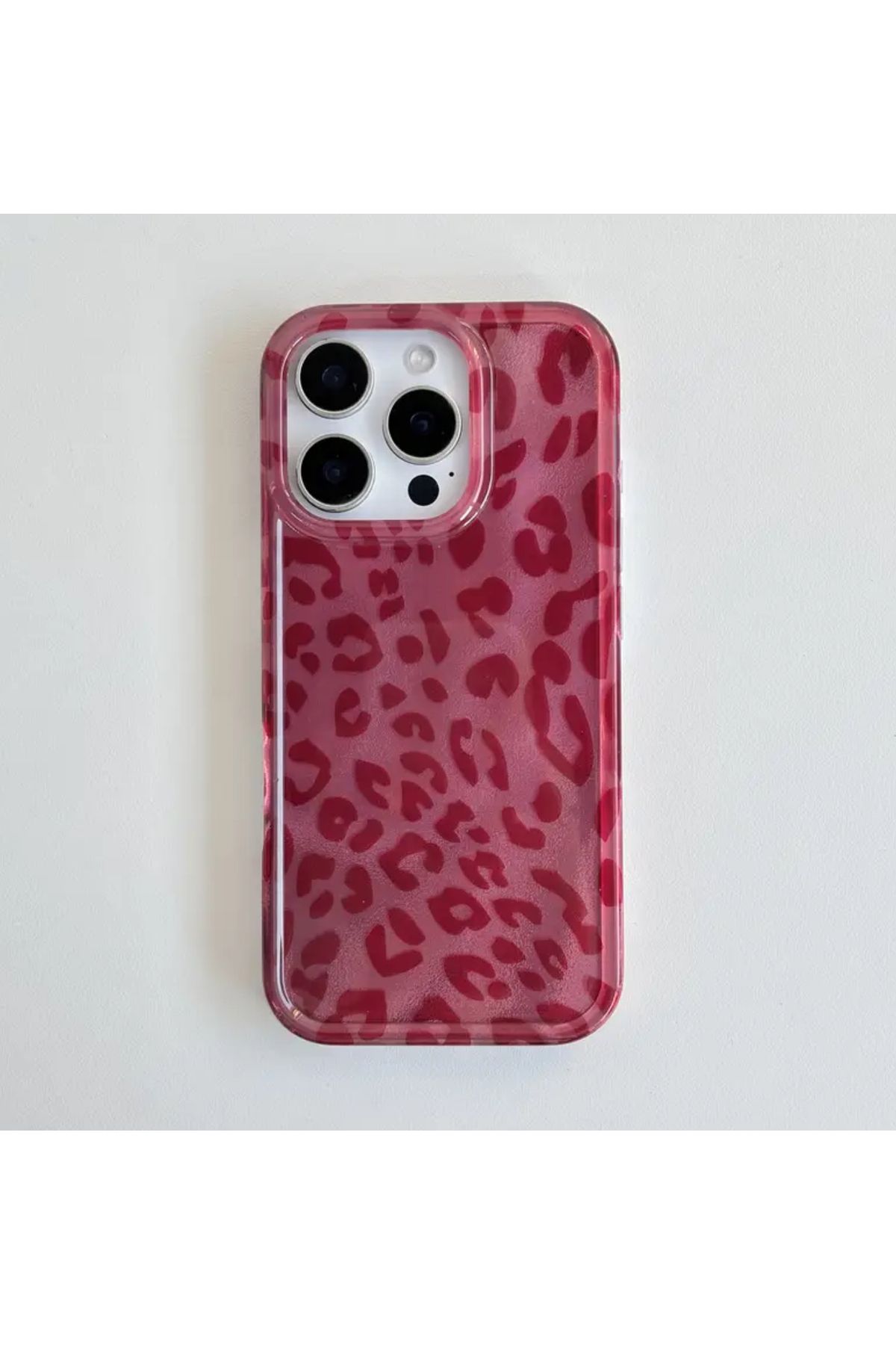 FİŞNEİLETİŞİM İPHONE 15 PRO UYUMLU PEMBE LEOPAR DESENLİ KILIF