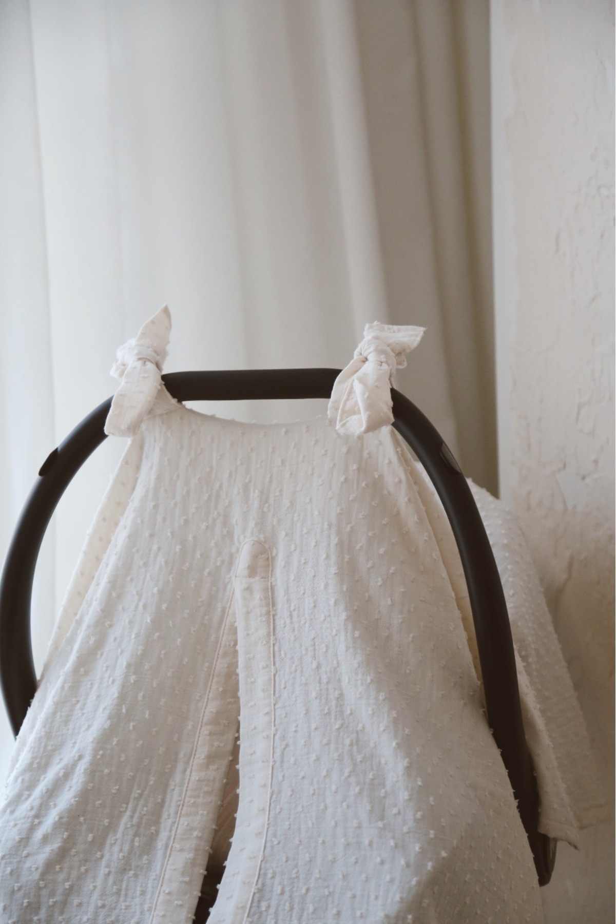 BabyKAR Bebek Puset Örtüsü Müslin Ponponlu %100 Pamuk - Ekru fotoğrafı 3 (önizleme)