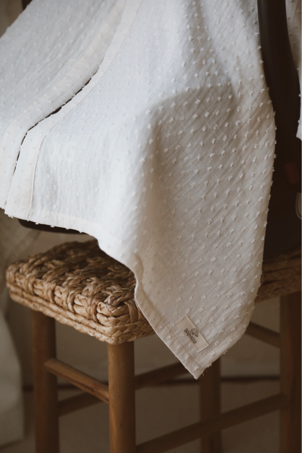 BabyKAR Bebek Puset Örtüsü Müslin Ponponlu %100 Pamuk - Ekru fotoğrafı 5 (önizleme)