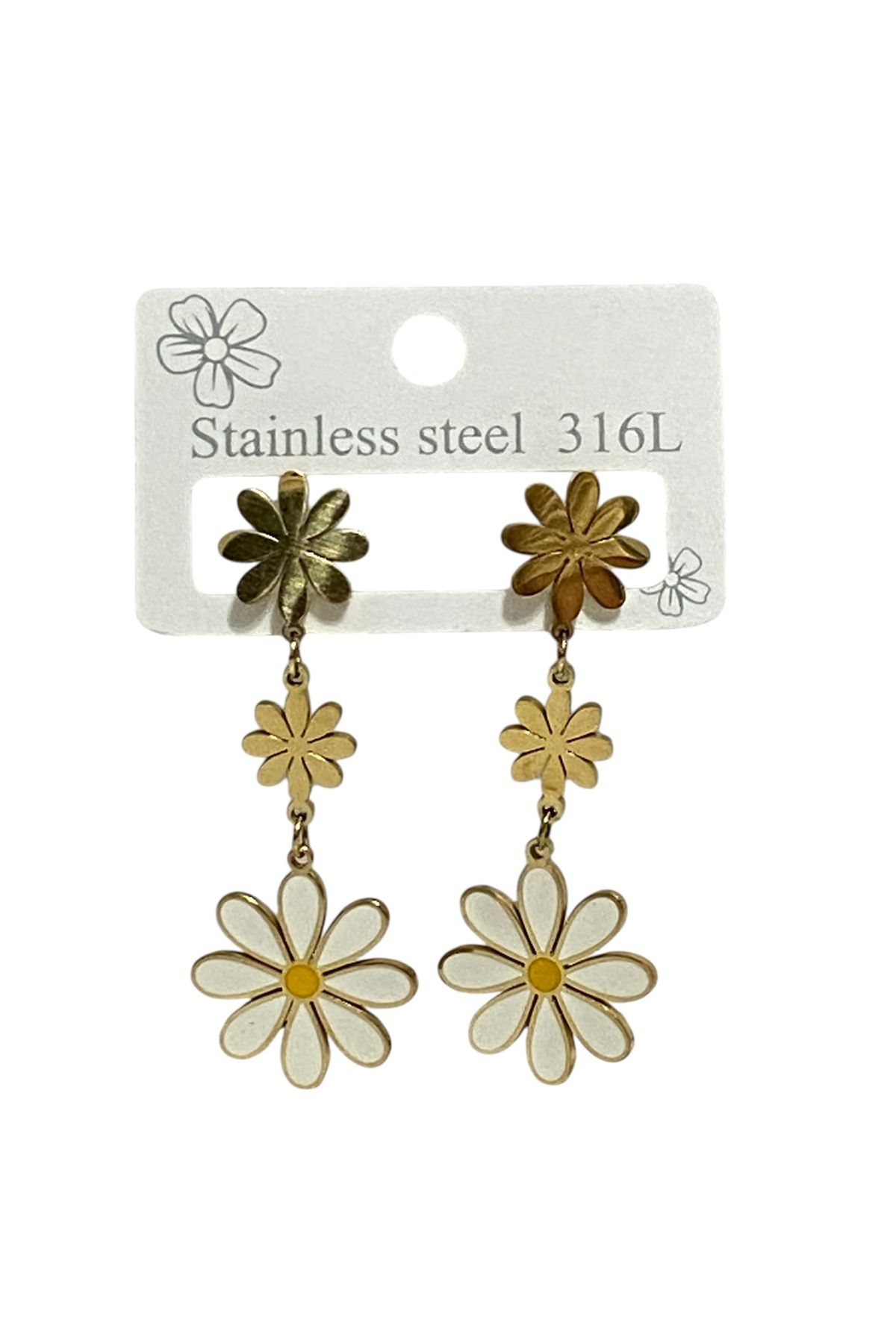 Style Accesories Çelik Küpe Papatya Desen
