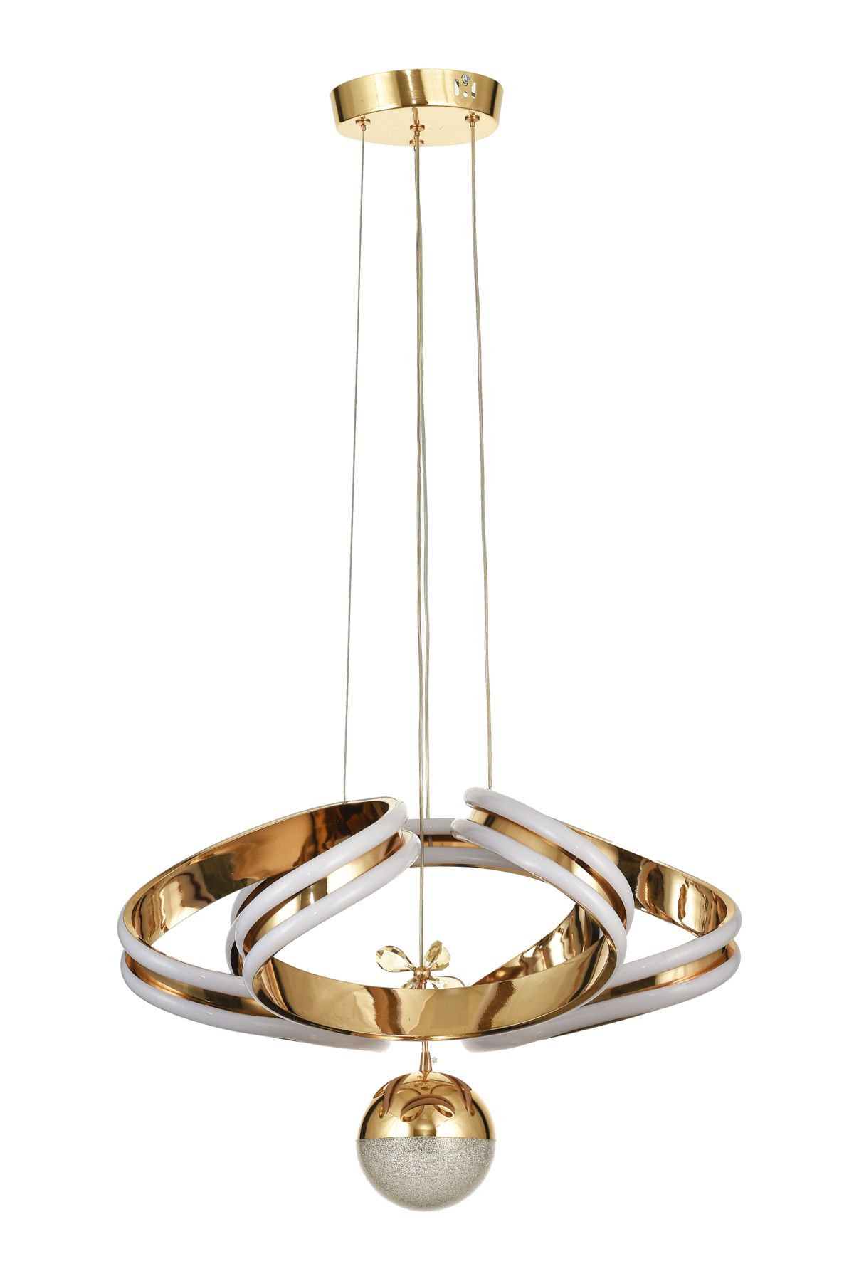 Avizemoda Salvo 50 cm Tekli Dimmer Kumandalı 3 Renk Ledli (Sarı-Beyaz-Gün Işığı) Modern Sarkıt Avize - Gold