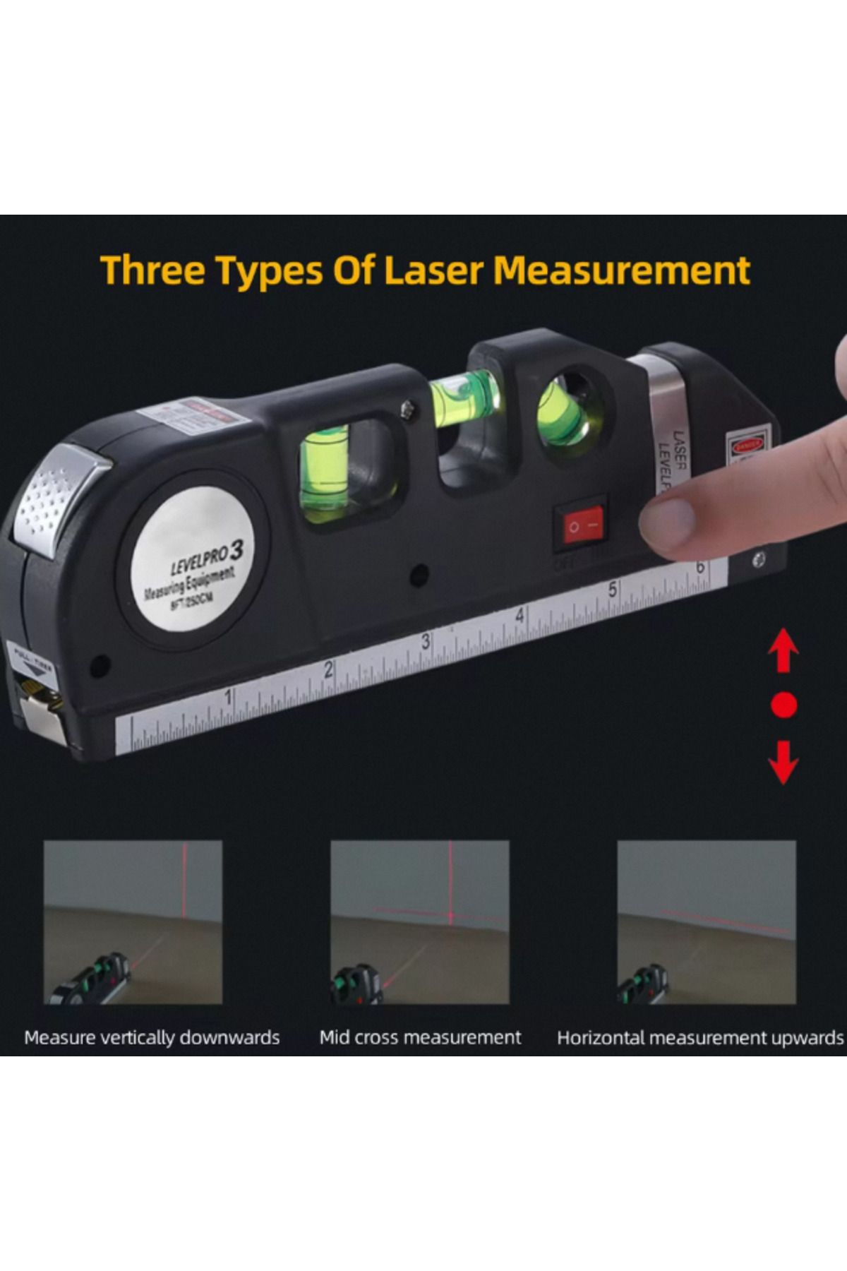 Choice-Black Laser Level Multipurpose Line Laser Leveler Tool Cross Line Lasers With 8FT 2.5M Standard Meas 2
