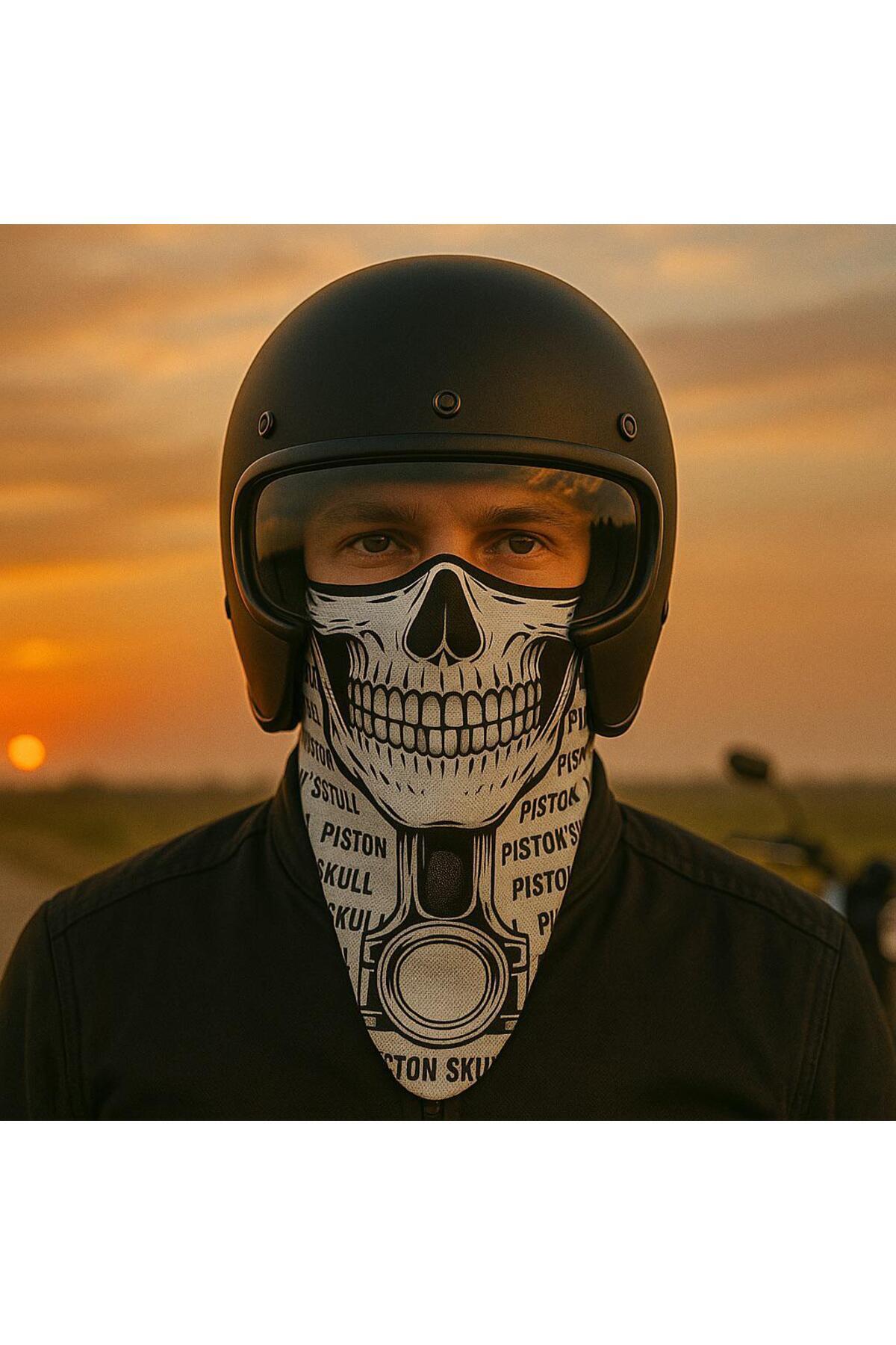 Motobros Piston Kurukafa Desenli Dikişsiz Dijital Baskı Baf Buff Bandana Boyunluk