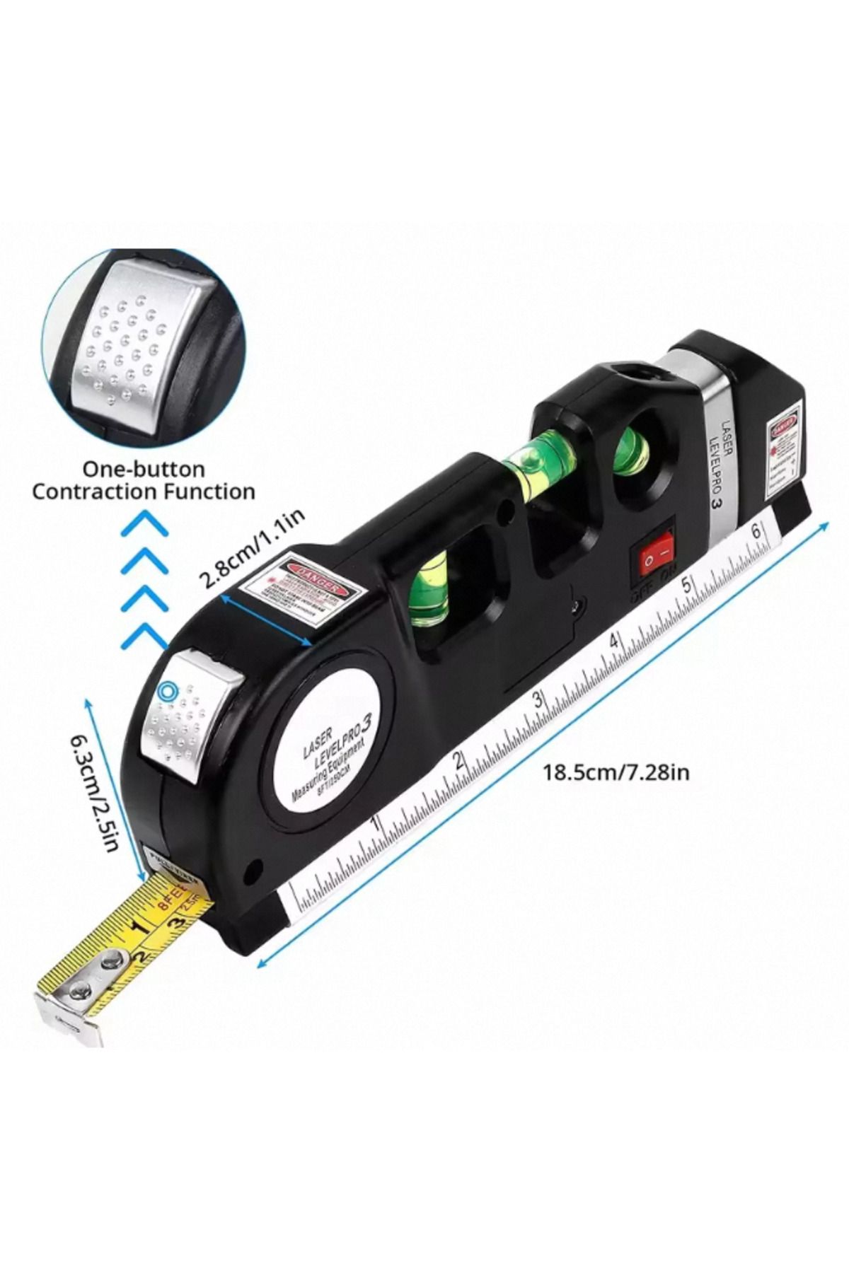 Choice-Black Laser Level Multipurpose Line Laser Leveler Tool Cross Line Lasers With 8FT 2.5M Standard Meas 5