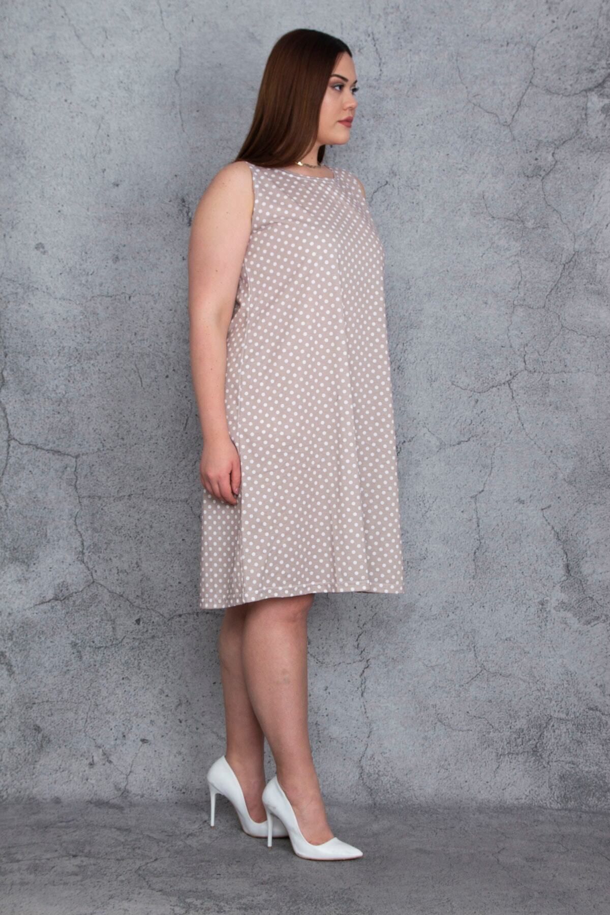 Şans-Γυναικείο φόρεμα Plus Size Mink Point Pattern 65n24477 5