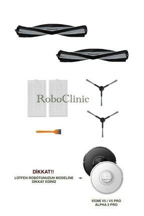 Roboclinic Viomi V5 / V5 PRO / ALPHA 2 PRO Robot Süpürge Uyumlu Yedek Fırça,H...