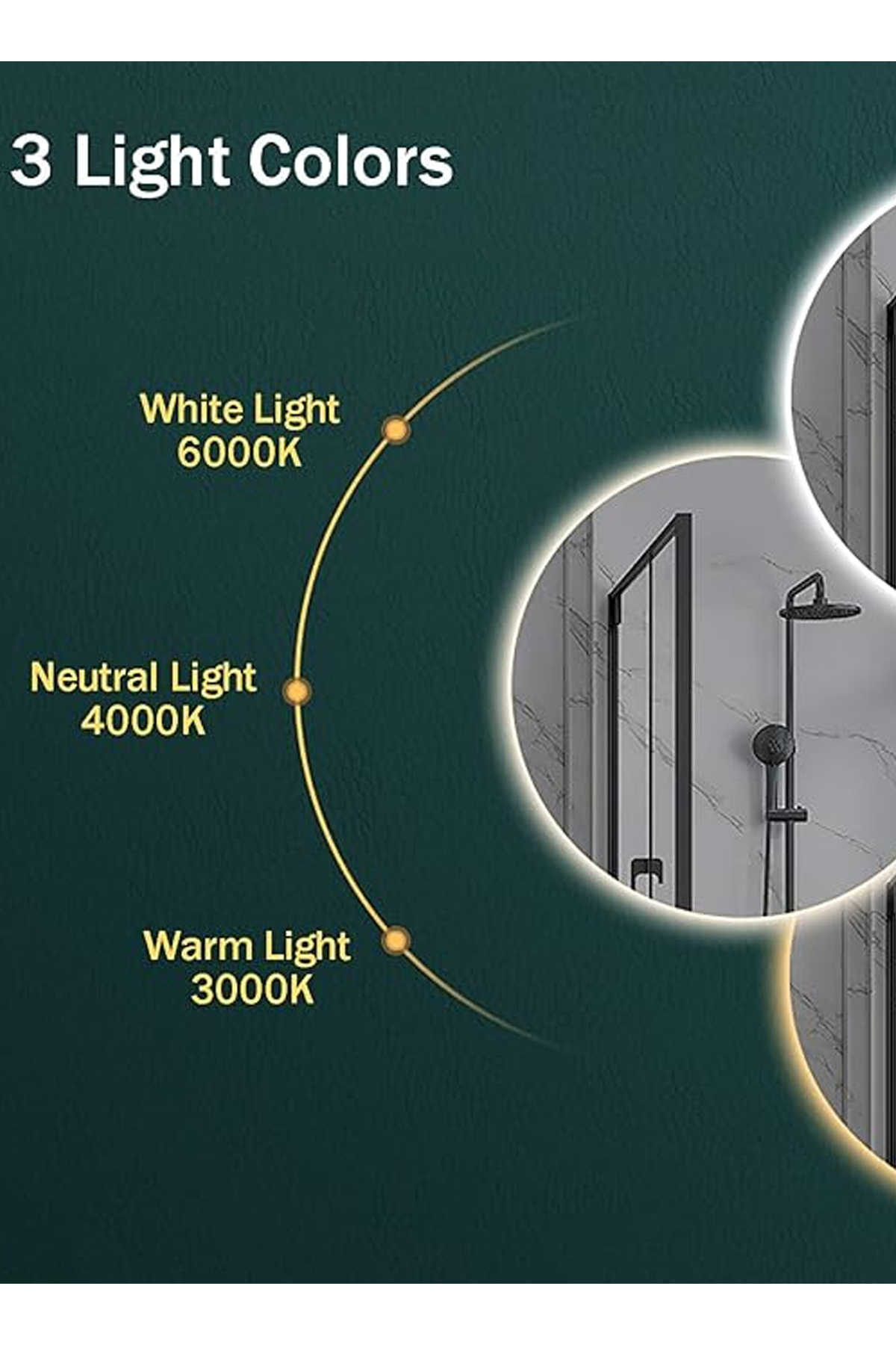 Taimi-70cm Round Bathroom Mirror With Backlight And Smart Touch Button 6