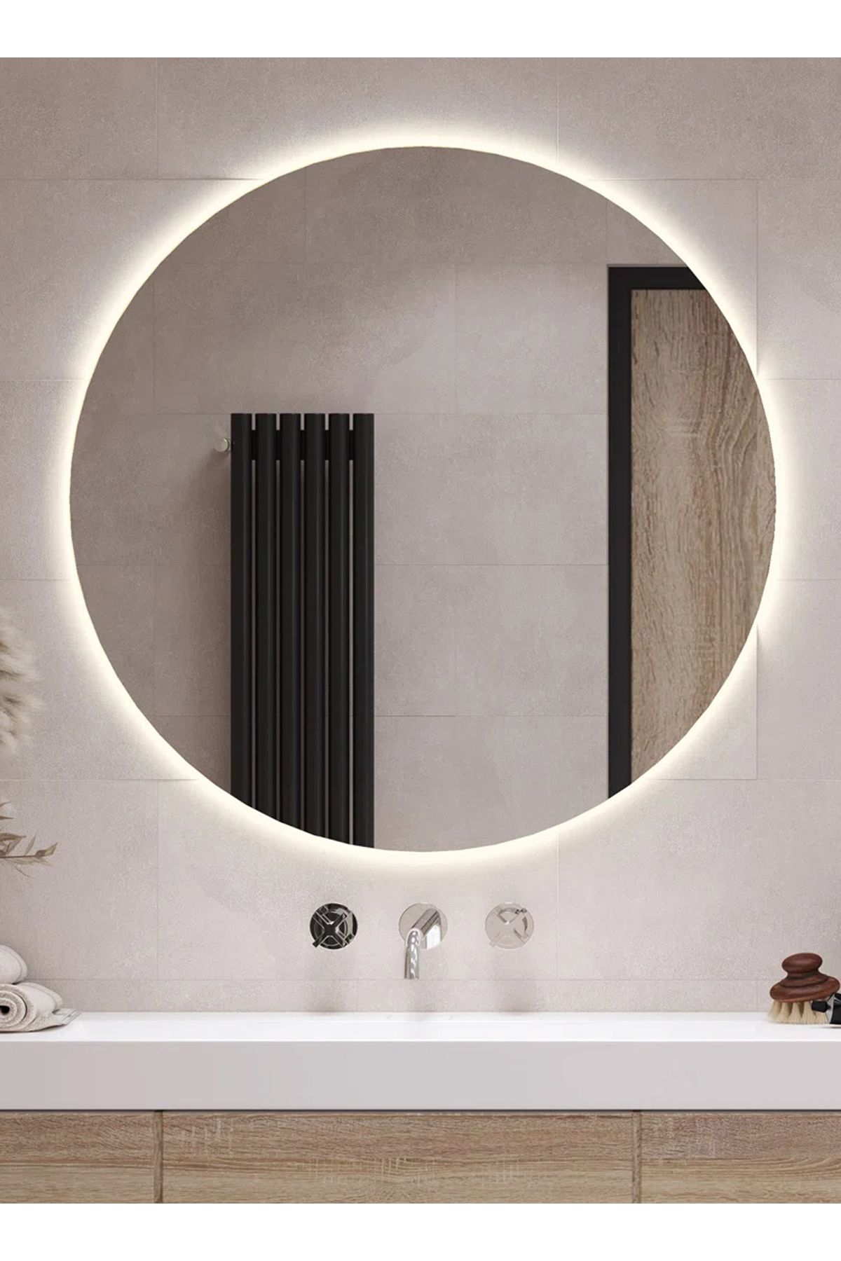 Taimi-80cm Anti-fog Round Bathroom Mirror With Backlight And Smart Touch Button 4
