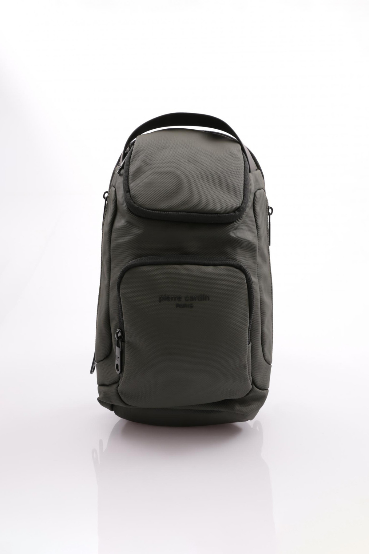 کیف مردانه طرح دار سبز با جزئیات لوگو 01PC00201 پیر کاردین کیف لپتاپ Pierre Cardin
