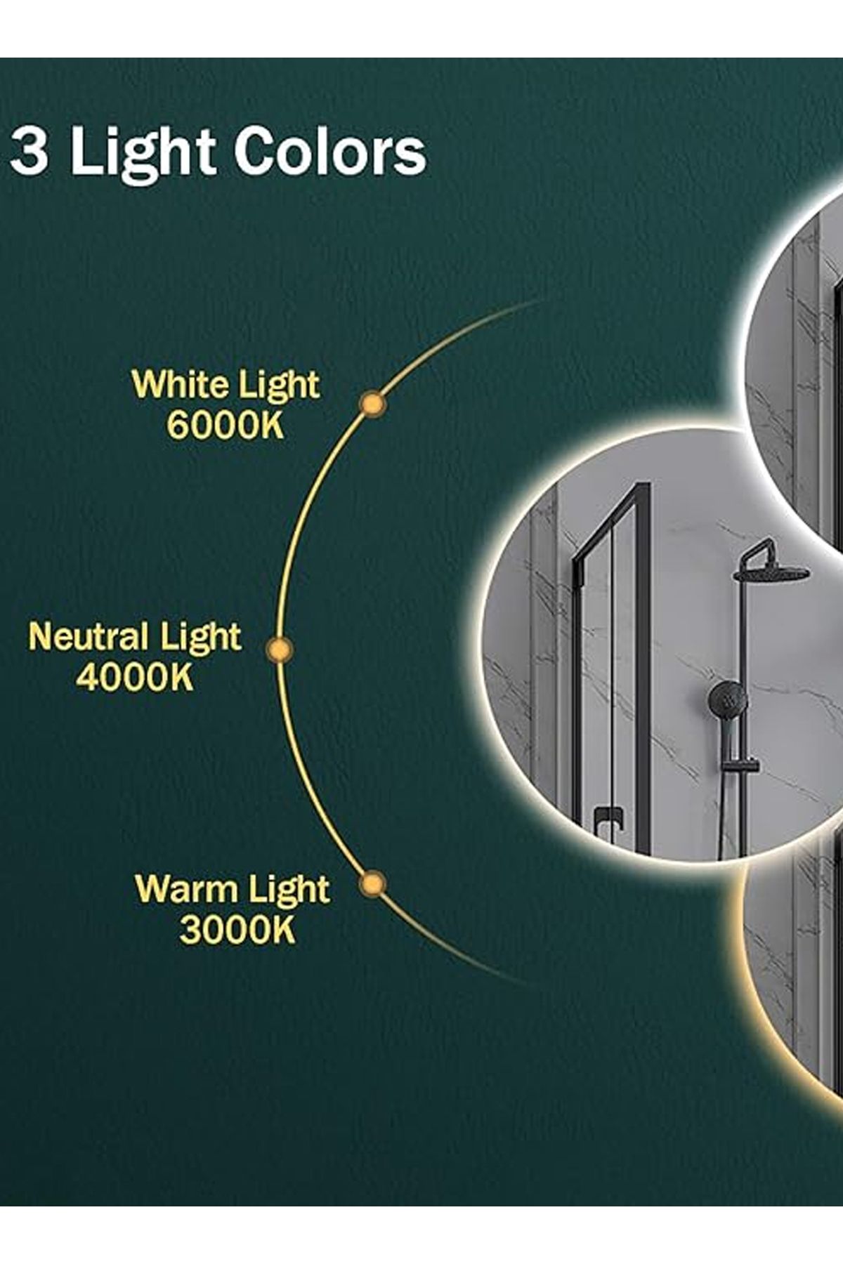 Taimi-80cm Anti-fog Round Bathroom Mirror With Backlight And Smart Touch Button 8