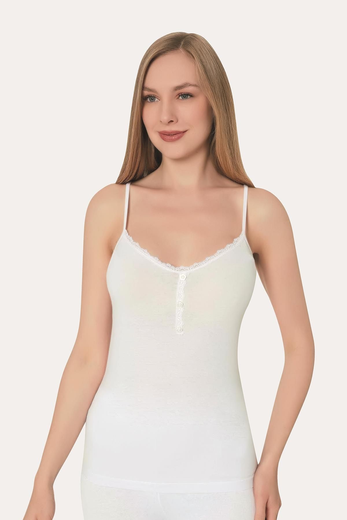 Arma Yıldız-White Women's Athlete - Rope Strap, Buttoned, Pack of 2, Cotton and Lycra 3