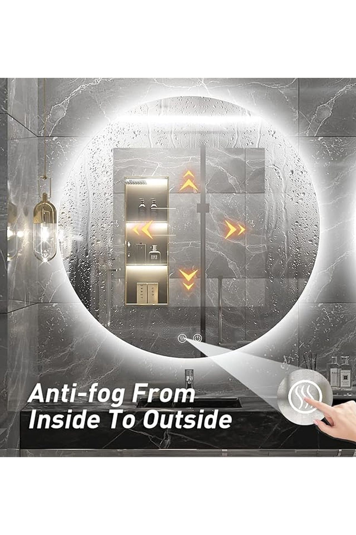 Taimi-80cm Anti-fog Round Bathroom Mirror With Backlight And Smart Touch Button 6
