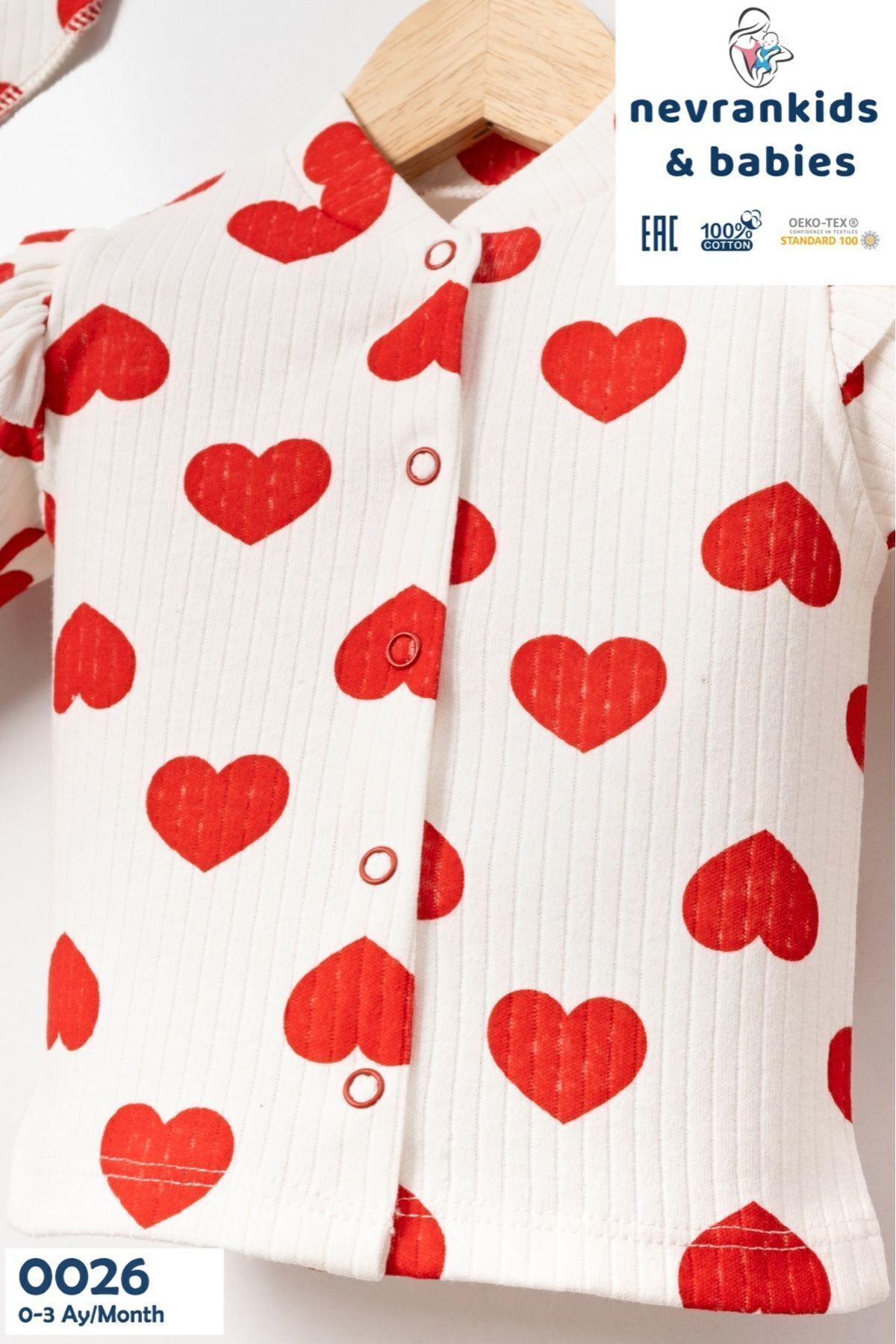 nevrankids Heart Big Pattern 5'li Hastane Çıkışı Kız Bebek Giyim fotoğrafı 3 (önizleme)