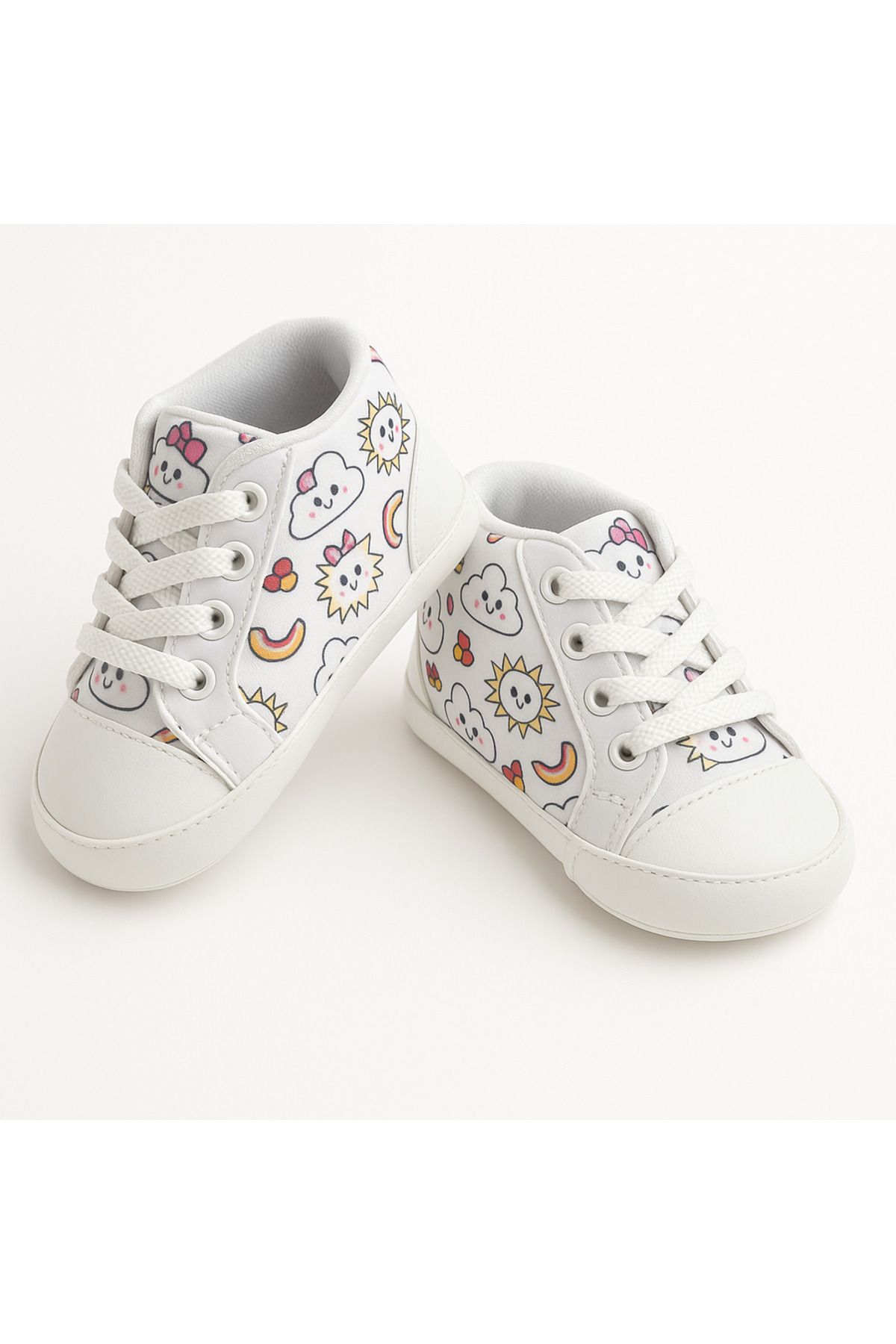mia mia-Newborn Baby Girl Cloud Patterned Booties Size 18-19 3
