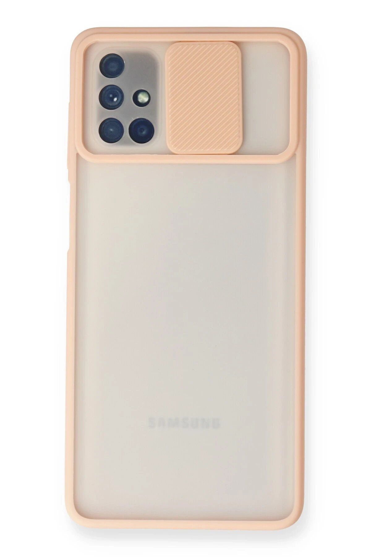 Toptan Bulurum Samsung Galaxy M51 Kılıf Palm Buzlu Kamera Sürgülü Silikon - Pembe