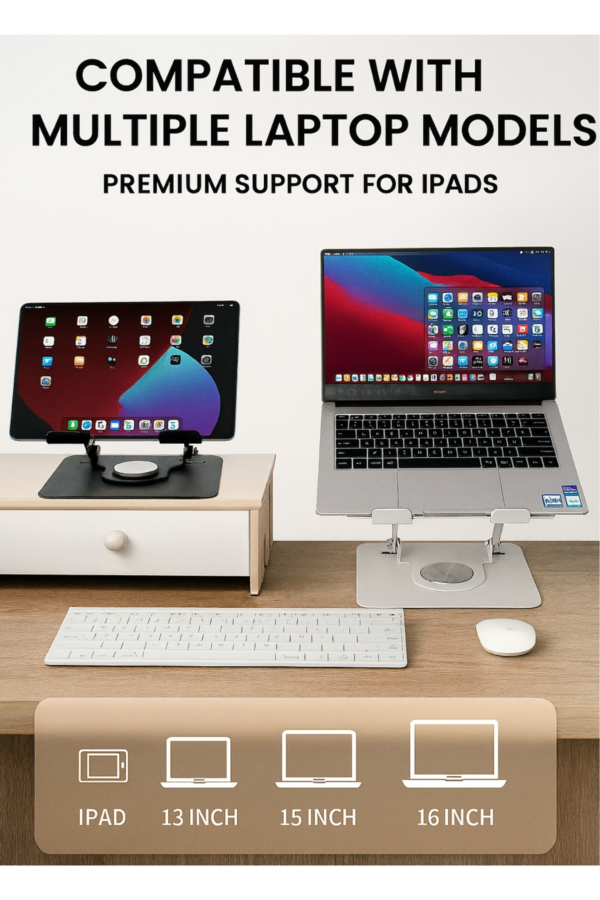 حامل كمبيوتر محمول بزاوية 360 درجة - ارتفاع وزاوية...