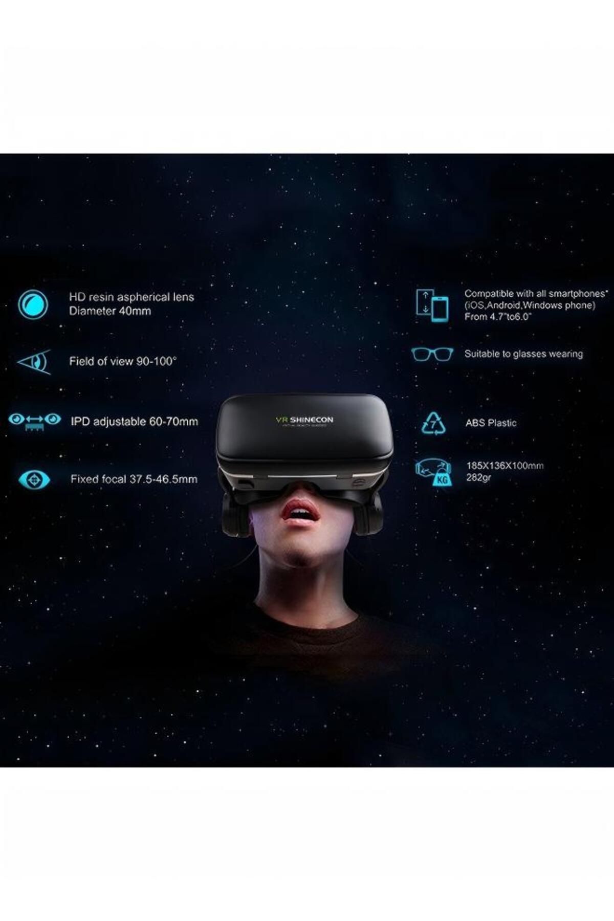 Generic-نظارات الواقع الافتراضي VR3D، نظارات الواقع الافتراضي المثبتة على الرأس، متوافقة مع أنظمة iOS وAndroid 2