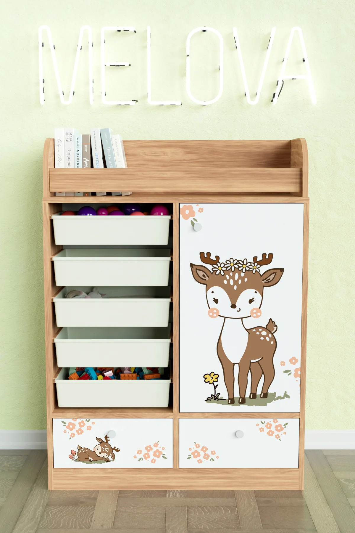 Hediyeler Kapında Little Fawn Design "Melova" 5 Sepetli 2 Çekmeceli Çok Amaçlı Oyuncak Dolabı fotoğrafı 2 (önizleme)