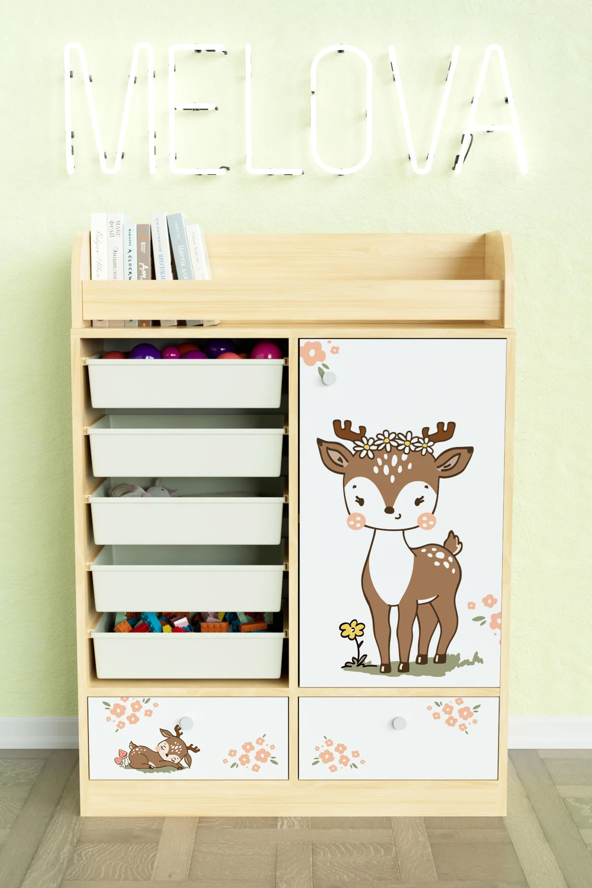 Hediyeler Kapında Little Fawn Design "Melova" 5 Sepetli 2 Çekmeceli Çok Amaçlı Oyuncak Dolabı fotoğrafı 2 (önizleme)