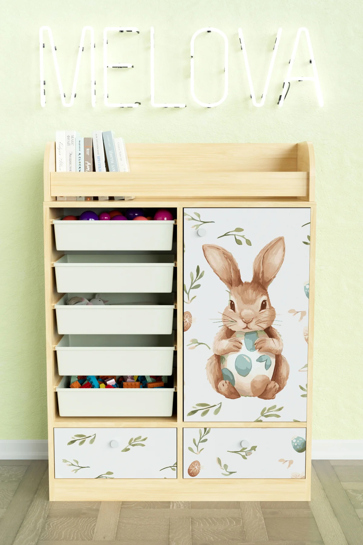 Hediyeler Kapında Pretty Rabit Design "Melova" 5 Sepetli 2 Çekmeceli Çok Amaçlı Oyuncak Dolabı fotoğrafı 2 (önizleme)
