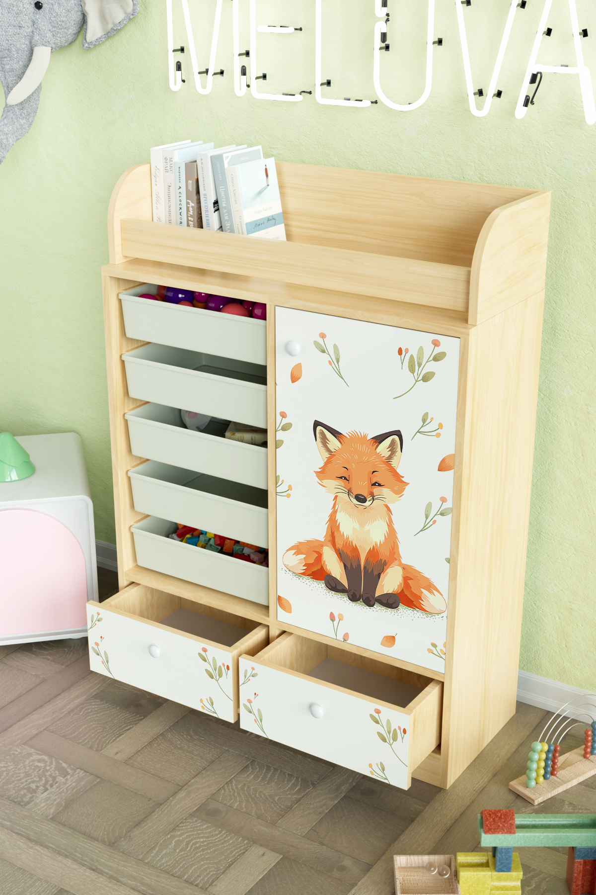Hediyeler Kapında Foxie Design "Melova" 5 Sepetli 2 Çekmeceli Çok Amaçlı Oyuncak Dolabı fotoğrafı 4 (önizleme)