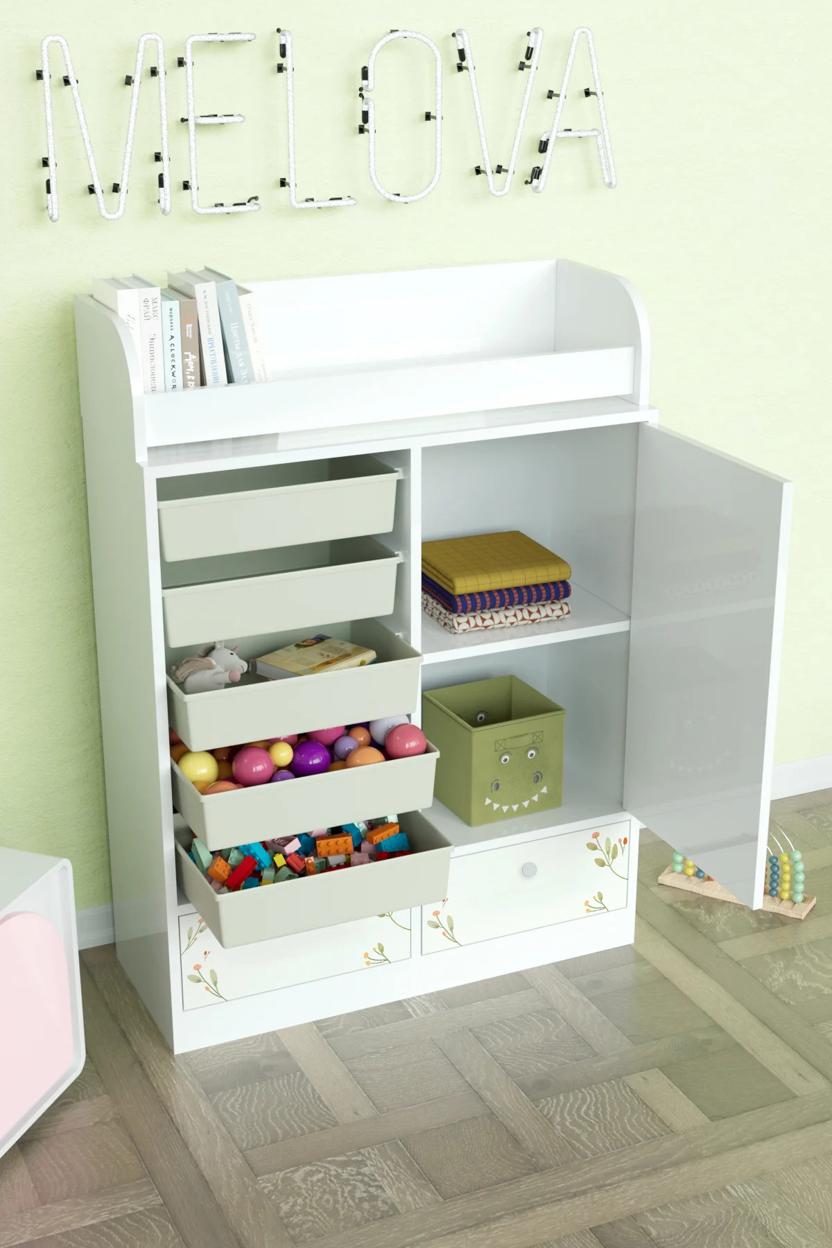Hediyeler Kapında Foxie Design "Melova" 5 Sepetli 2 Çekmeceli Çok Amaçlı Oyuncak Dolabı fotoğrafı 3 (önizleme)