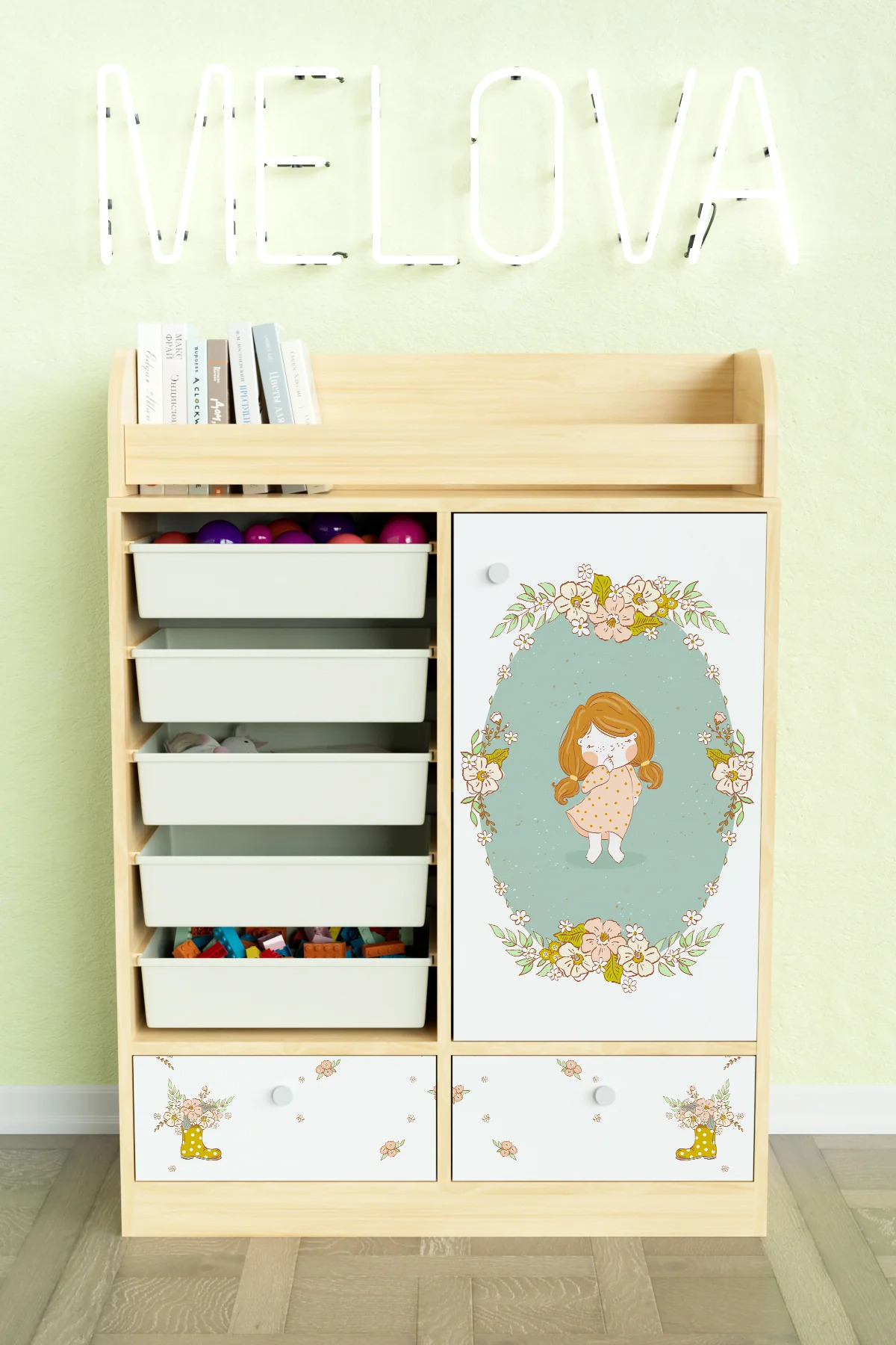 Hediyeler Kapında Adorable Design "Melova" 5 Sepetli 2 Çekmeceli Çok Amaçlı Oyuncak Dolabı fotoğrafı 2 (önizleme)