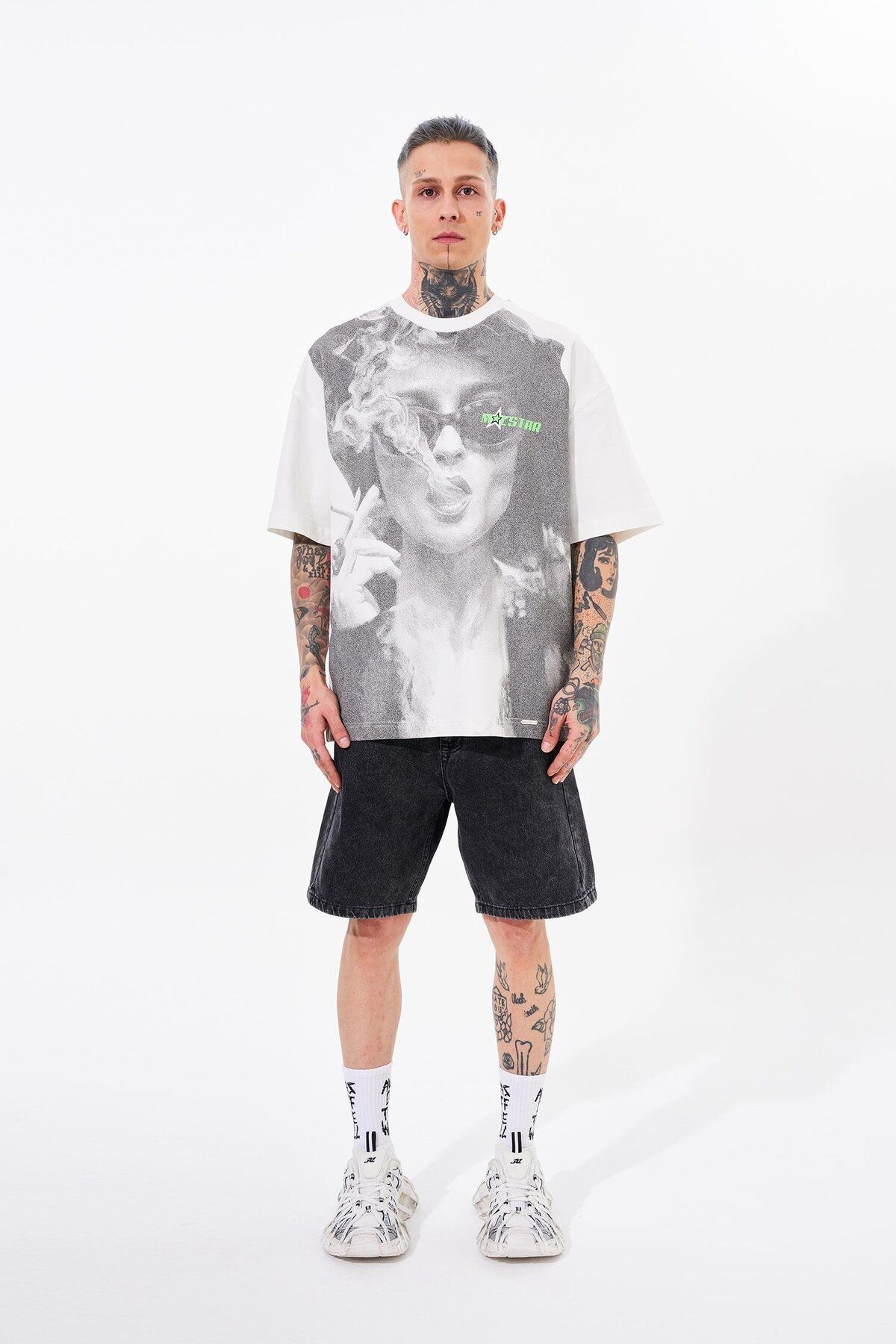 Machinist-Ανδρικό εκρού μπλουζάκι Macstar Printed Smoked Oversize 4