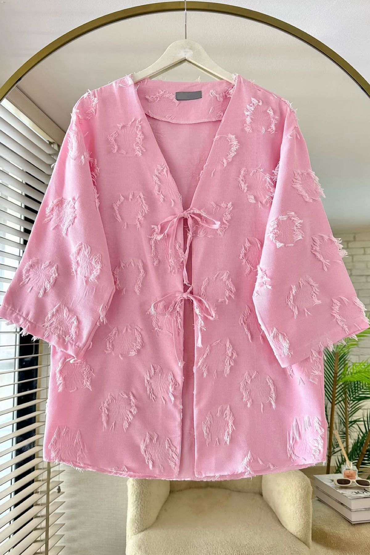 HİFADEN Kadın Püsküllü Bağlama Detay Tesettür Kimono