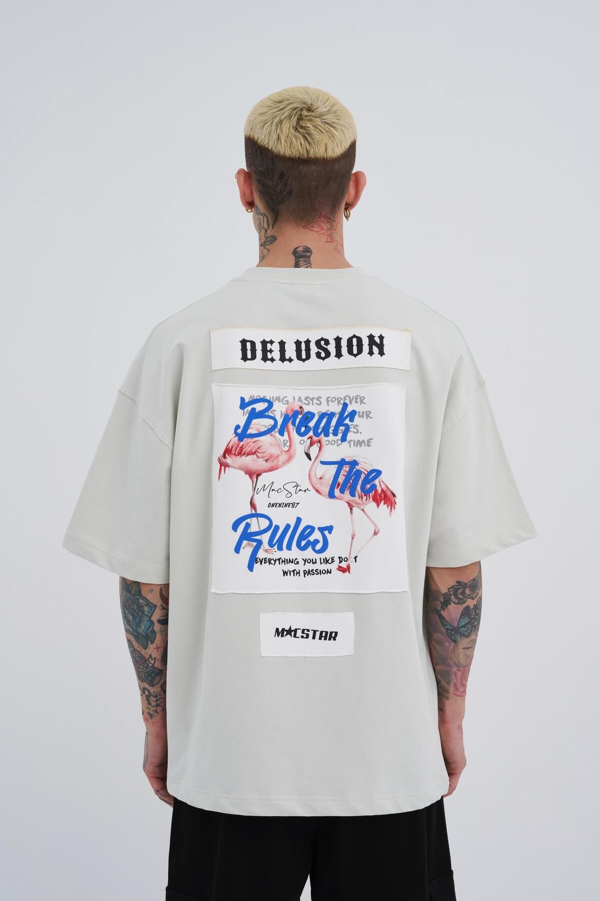 Machinist-Ανδρικό μπλουζάκι Oversize Grey - Break The Rules Printed 1