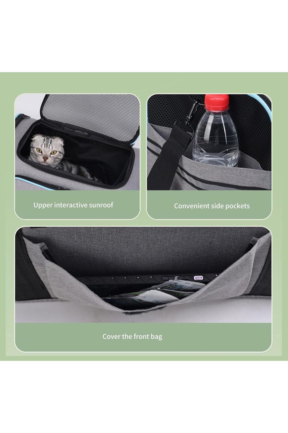 Manolex-Foldable and Expandable Cat and Dog Carrier Bag with 4 Side Extensions 5