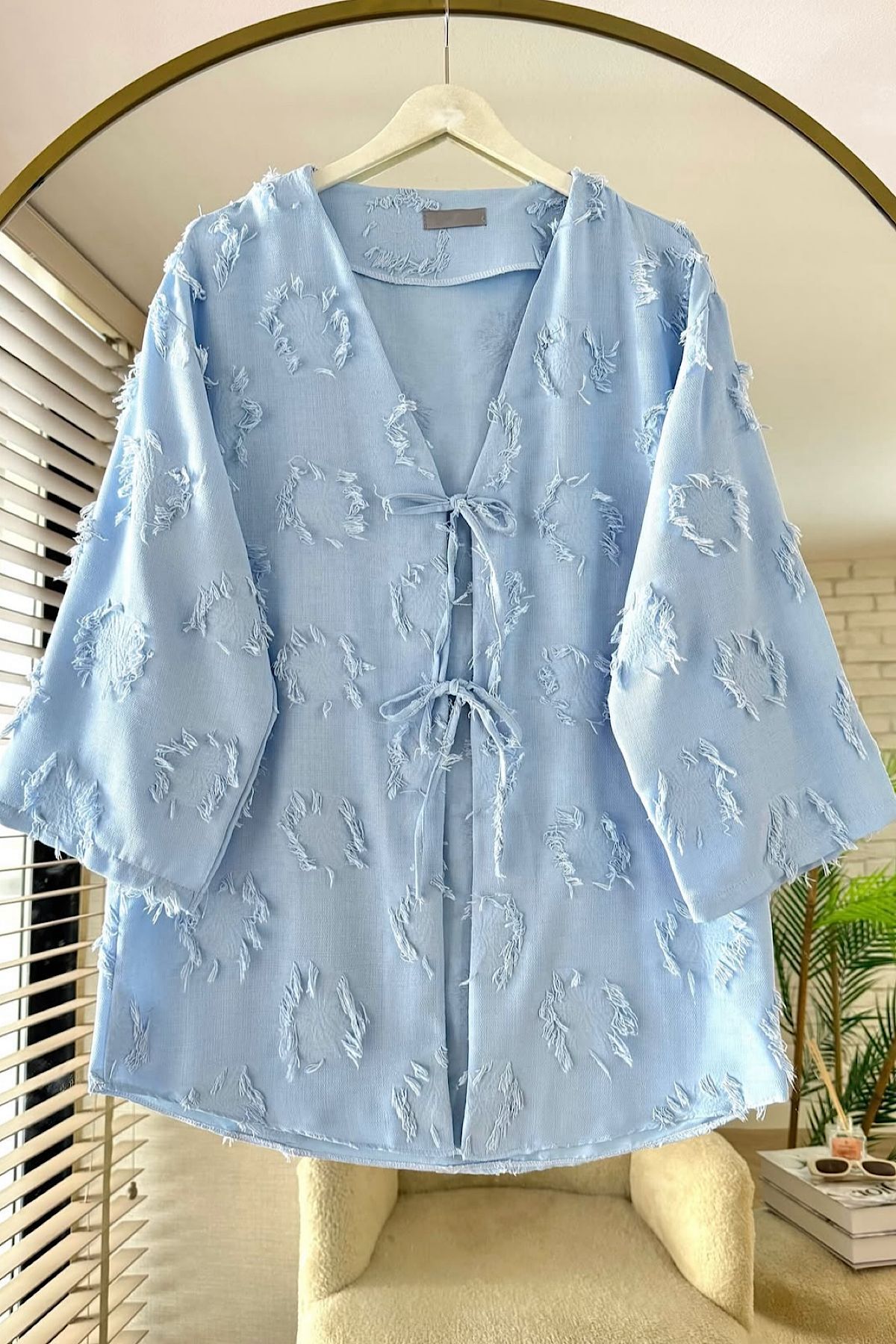 HİFADEN Kadın Püsküllü Bağlama Detay Tesettür Kimono