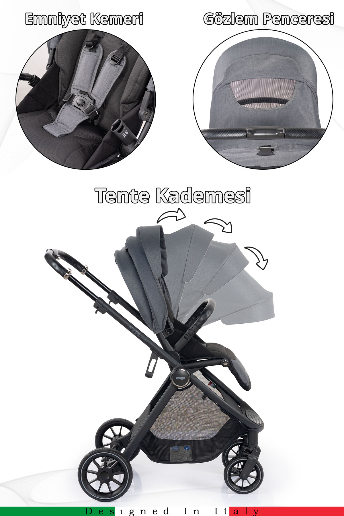 Prego Venüs Premium UV Tenteli Travel Sistem Bebek Arabası fotoğrafı 7 (önizleme)