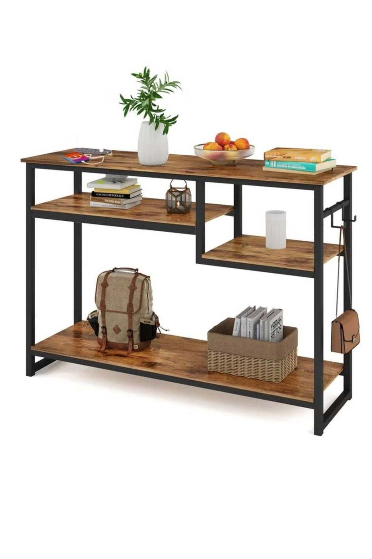 Generic-Console Table with Power Outlet Sofa Table with Storage Shelf and Entryway Table for Couch Hallway E 1