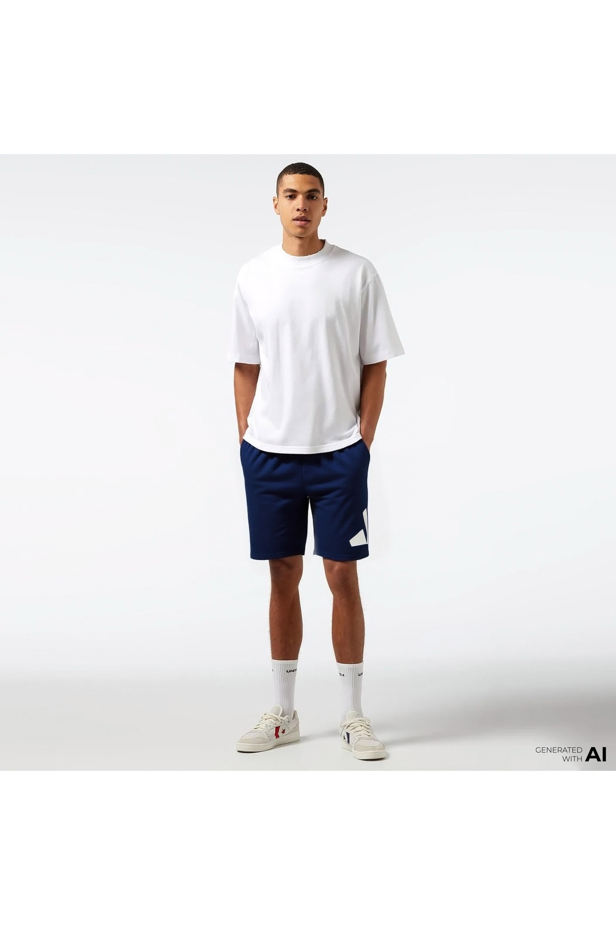 adidas-Ανδρικό μπλε σορτς προπόνησης με λογότυπο Essentials 1