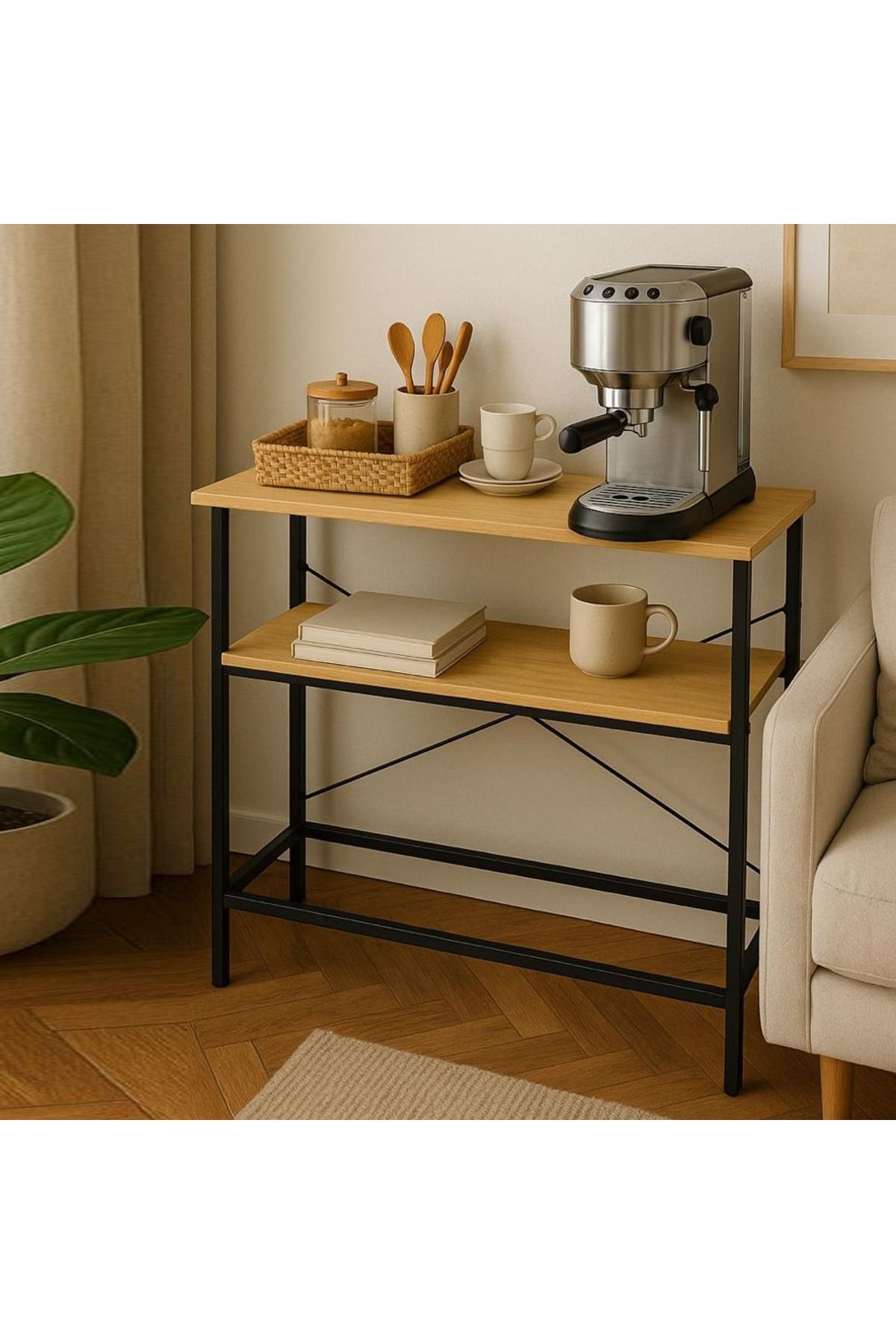 AGD-Modern Simple Design Two-Tier Adjustable Console Table 1