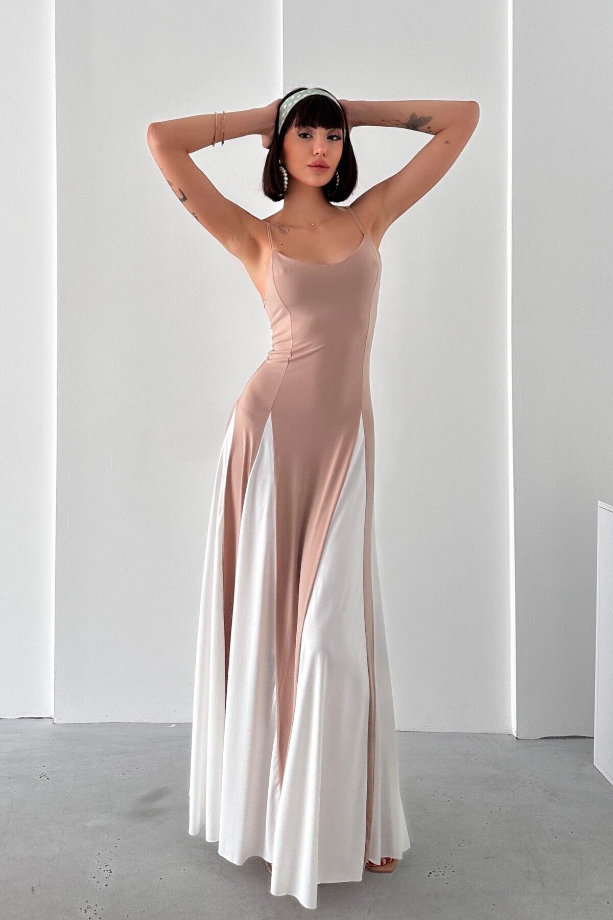 New Now-Partial Pattern Sandy Dress with String Straps 5