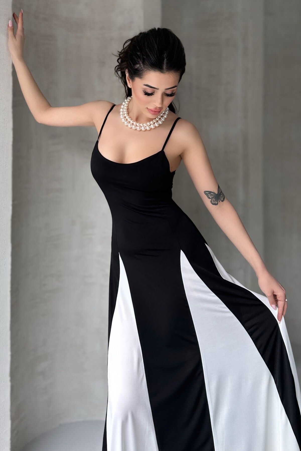 New Now-Partial Pattern Sandy Dress with String Straps 4