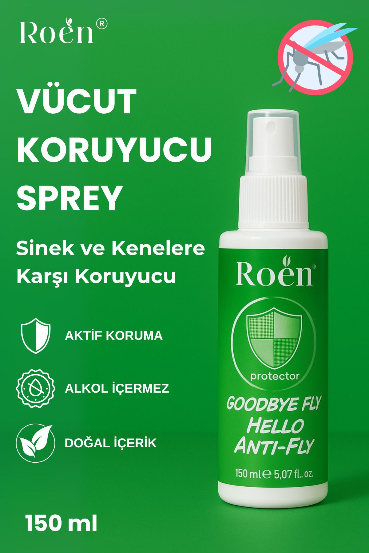 Roen Doğal, Sinek ve Kene Kovucu, Vücut Koruyucu Sprey 150 ml