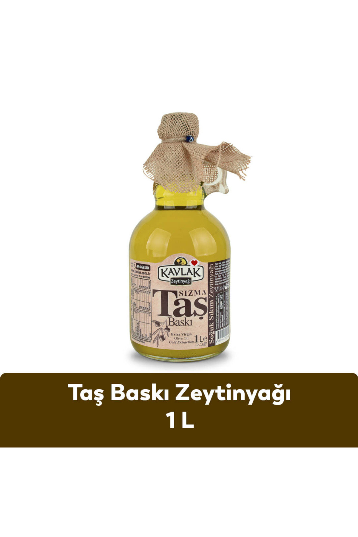 KAVLAK Taş Baskı Soğuk Sıkım Zeytinyağı 1 Lt Gallone Cam Şişe