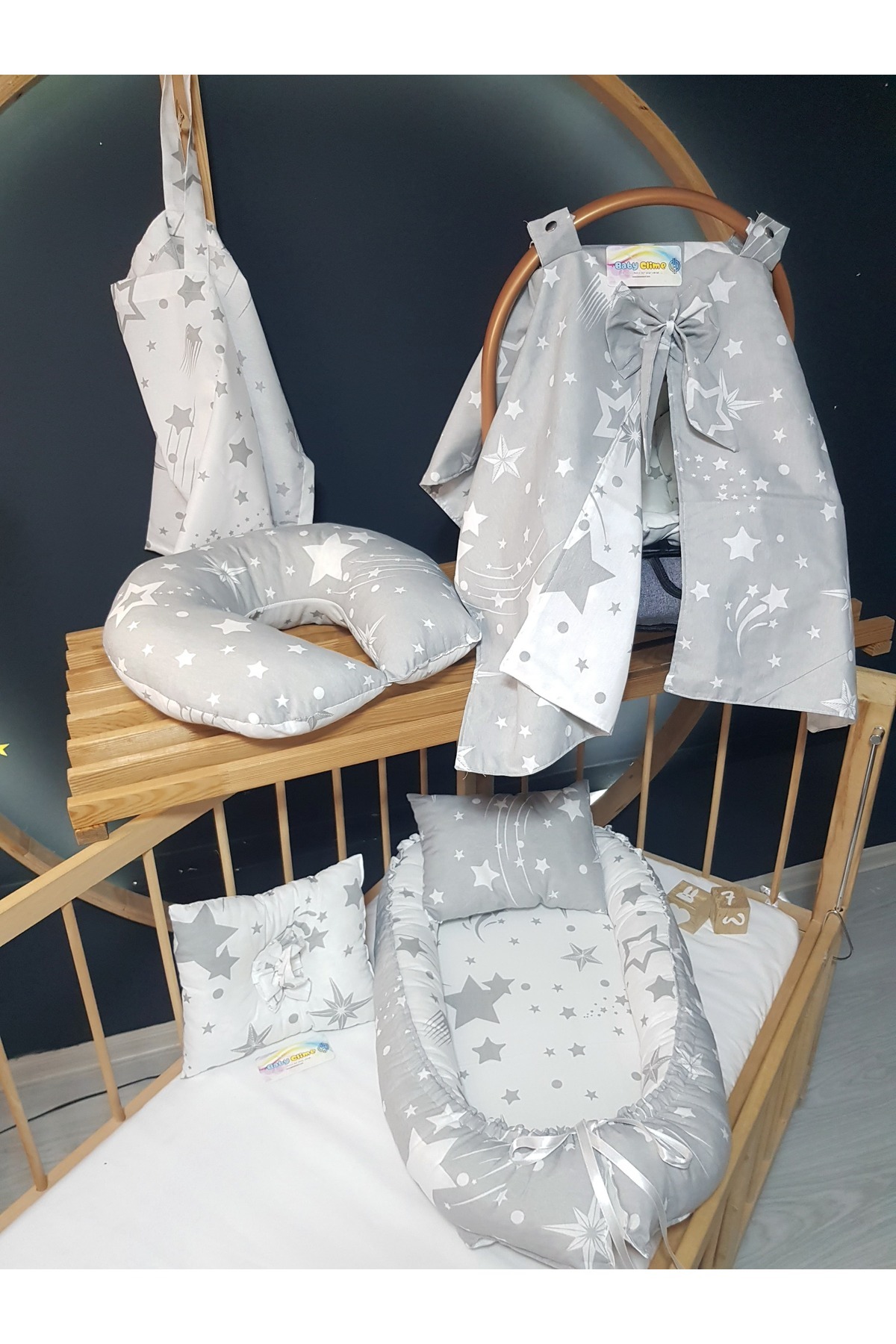 Baby Clime 7 Parça Bebek Seti – Babynest Anne Yanı Yatak, Puset Takımı, Emzirme Yastığı ve Minderi fotoğrafı 4 (önizleme)