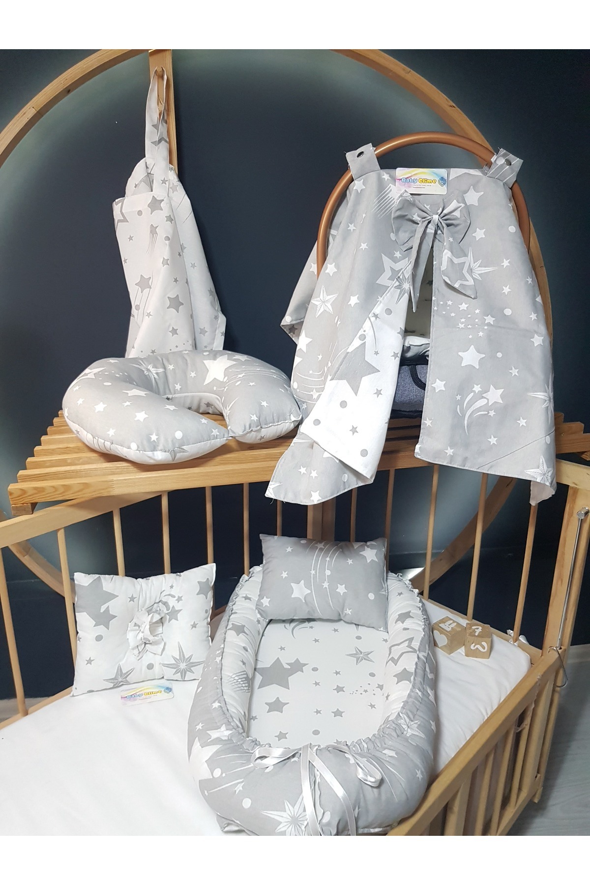 Baby Clime 7 Parça Bebek Seti – Babynest Anne Yanı Yatak, Puset Takımı, Emzirme Yastığı ve Minderi fotoğrafı 6 (önizleme)