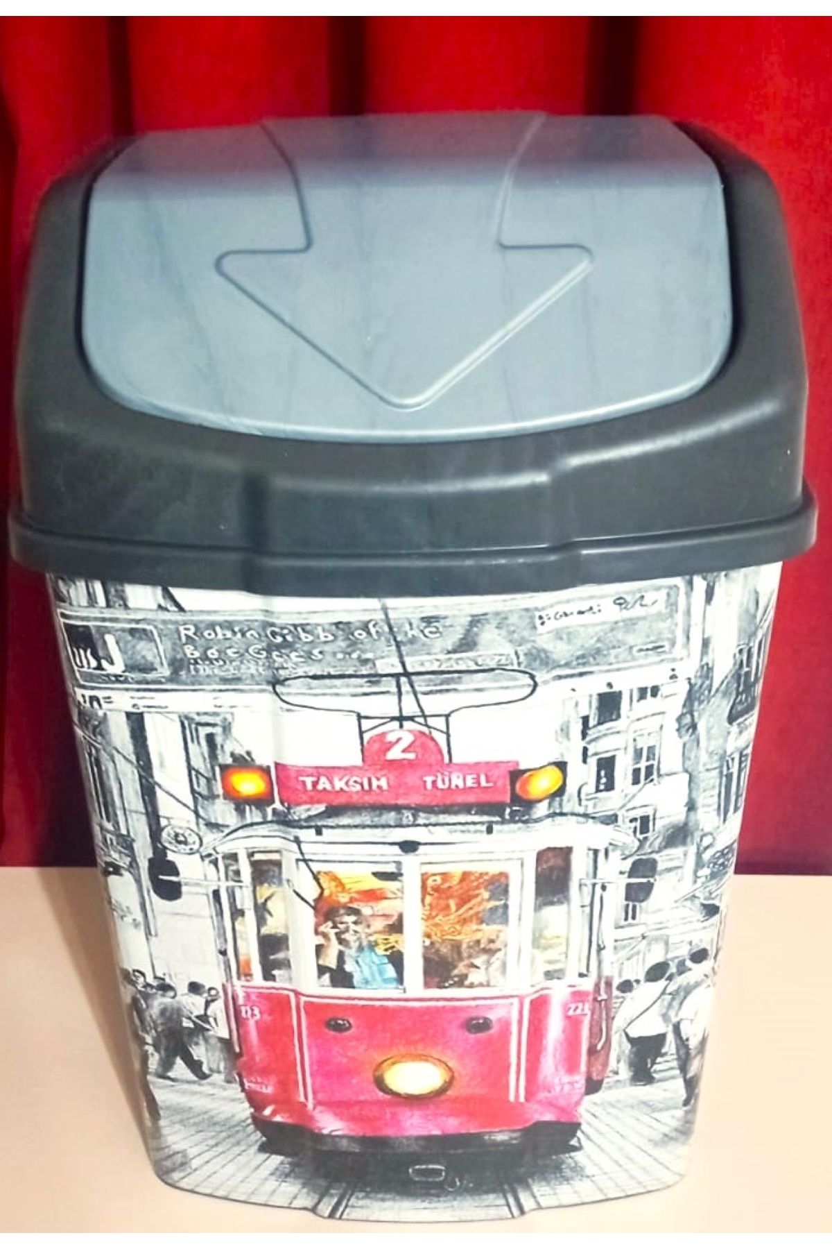 HTY 16 Lt Kaliteli Plastikten Dekoratif Mutfak /banyo Için Oynar/klik Kapak Çöp Kovası-ölçüler:44x30x20