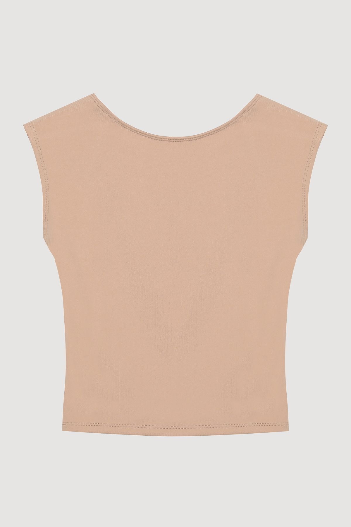 Quzu-Backless Basic Blouse Beige 2