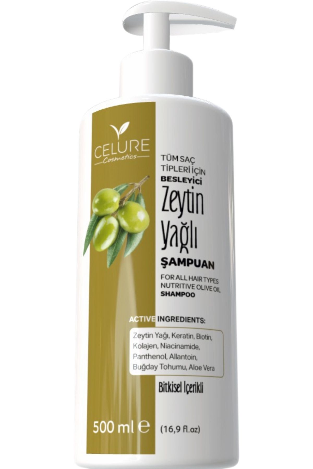 Celure Zeytinyağlı Şampuan 500 ml | Tüm Saç Tipleri için Doğal Besleyici Bakım
