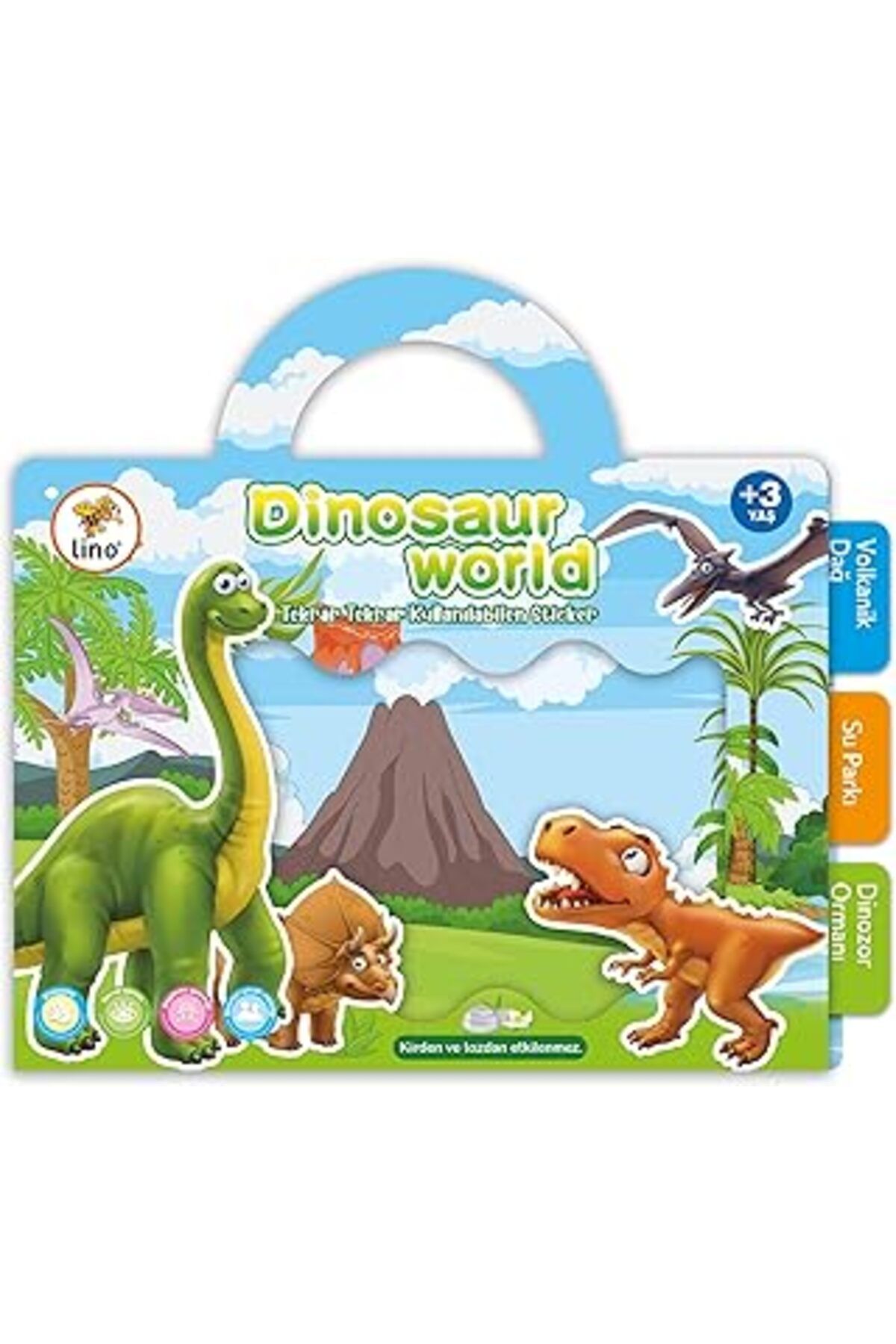 Qedii Lino Tekrar Tekrar Kullanılabilen Sticker Dinosaur World
