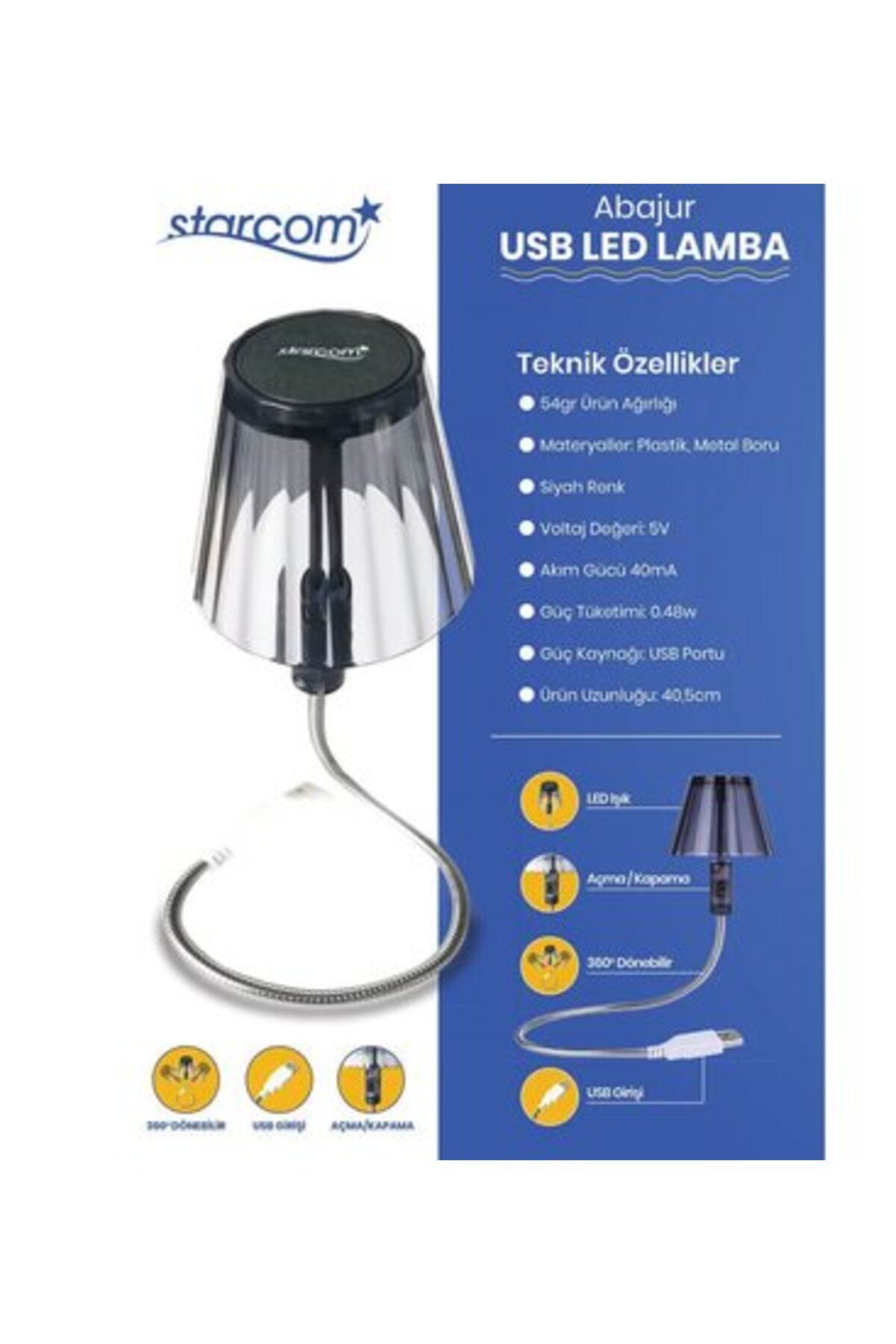 Elioure Renkli USB Led Abajur, Şık ve Kullanışlı Oturma Odası Aydınlatması