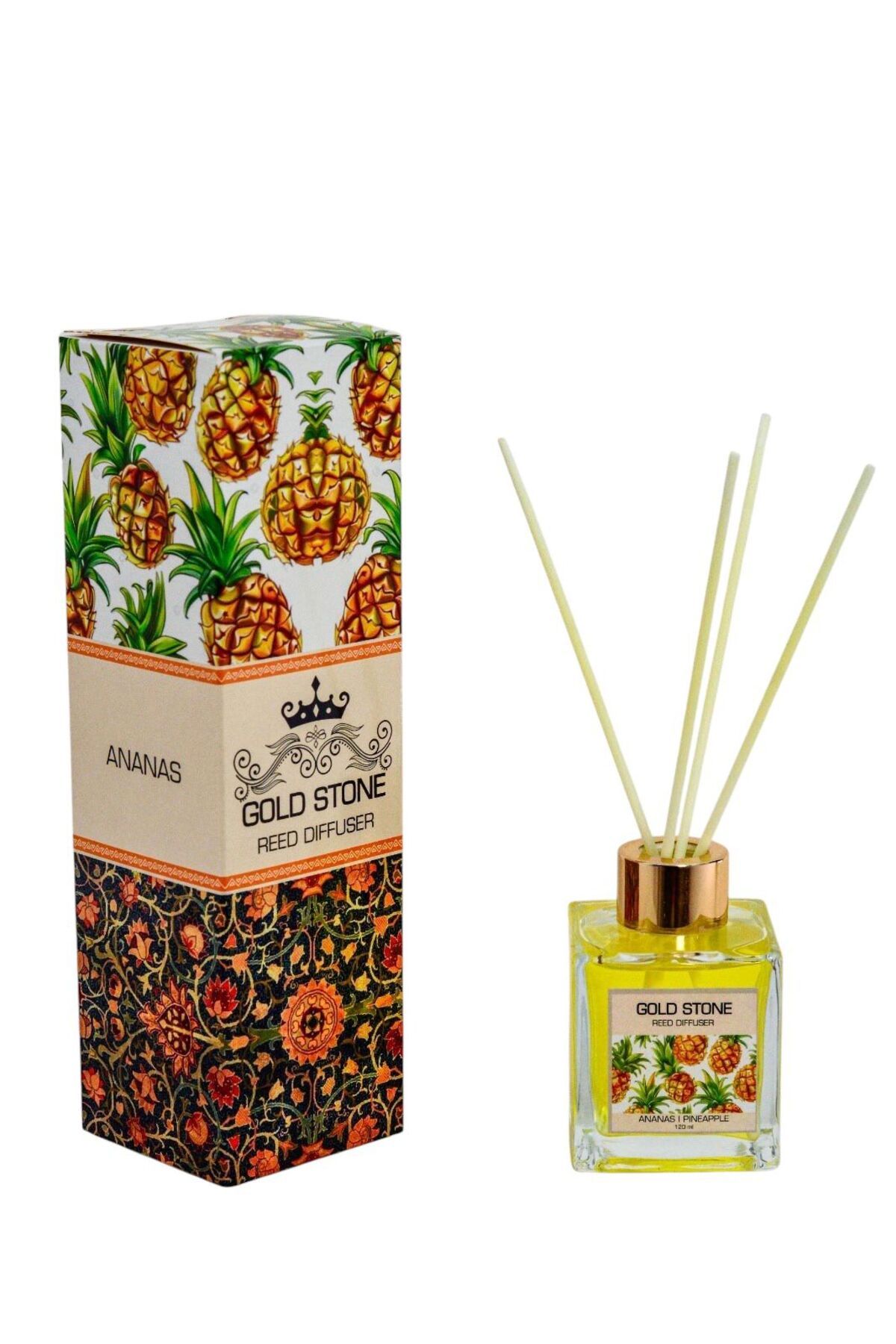 DECORA CASA HOME COLLECTİON ANANAS Bambu Çubuklu Oda Kukusu Uçucu Yağ Read Diffuser Banyo Yatak Odası Mutfak Ferah Koku 120ML