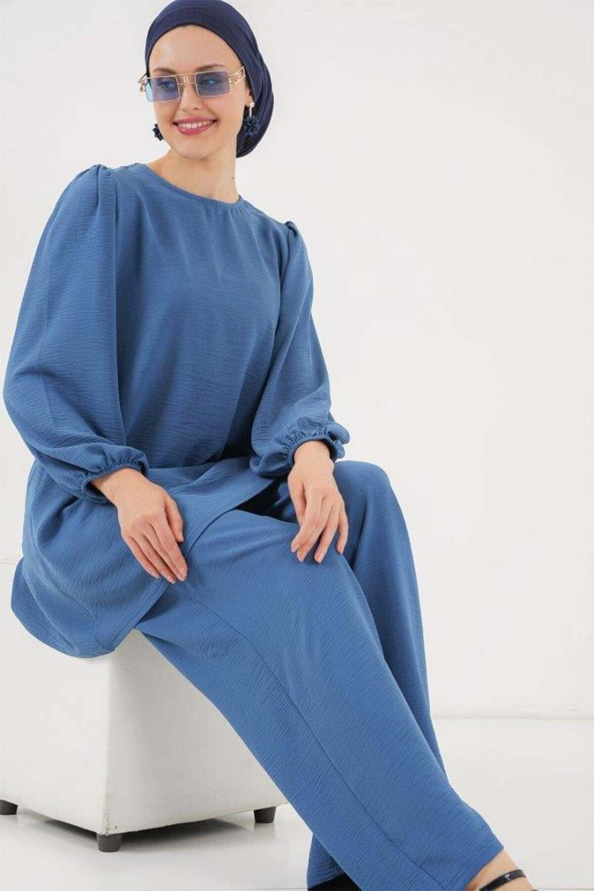 modamtn Ayrobin Tunik Pantolon Alt Üst Takım 6712 - İndigo